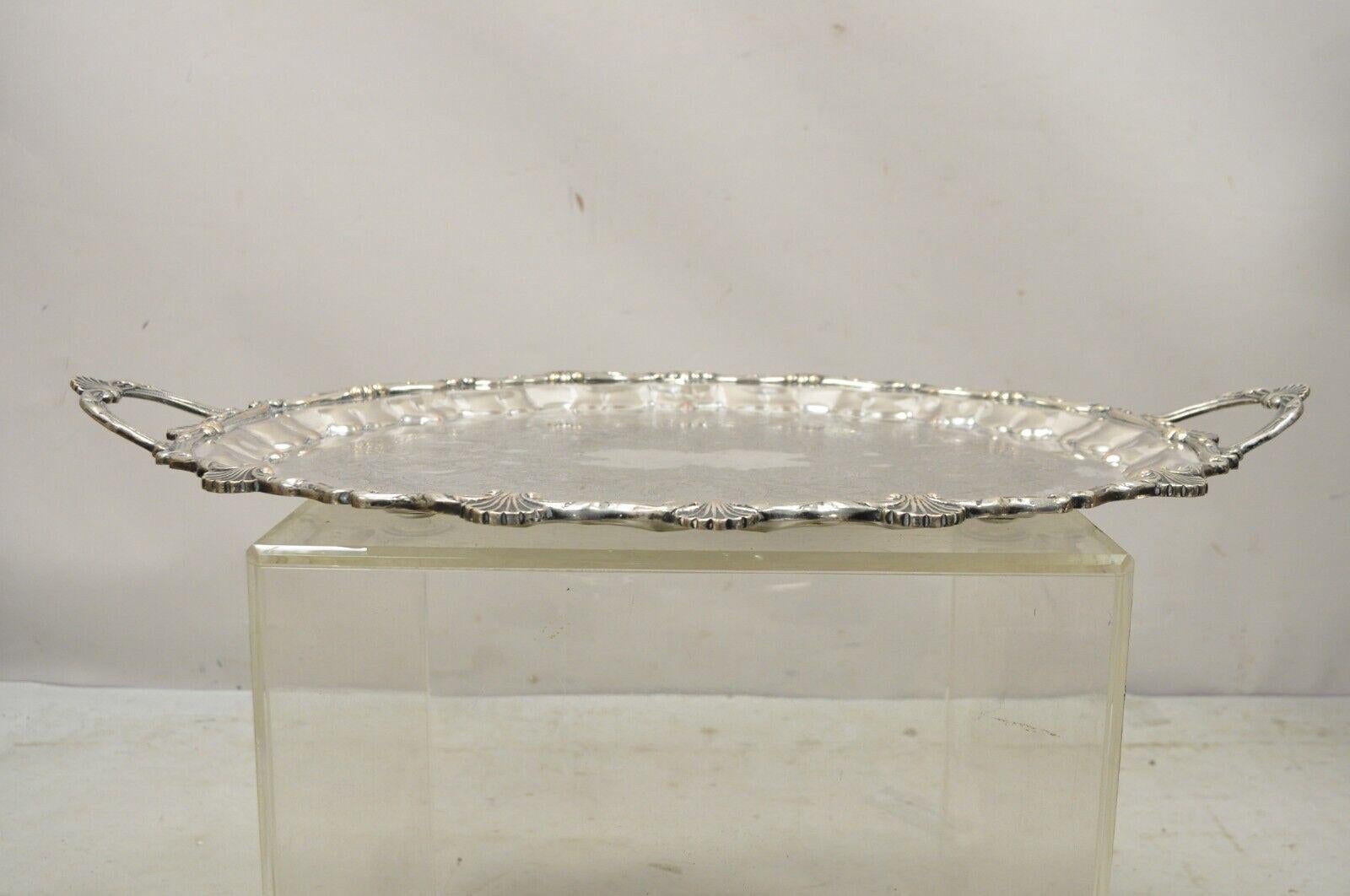 large silver tray with handles