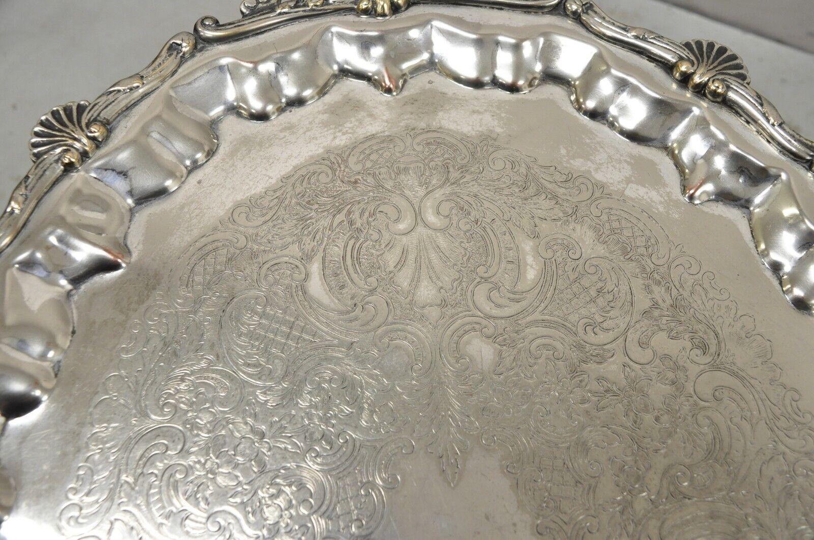 Victorian Vintage Edward San Giovanni Silver Plated Shell Form Twin Handle Platter Tray For Sale