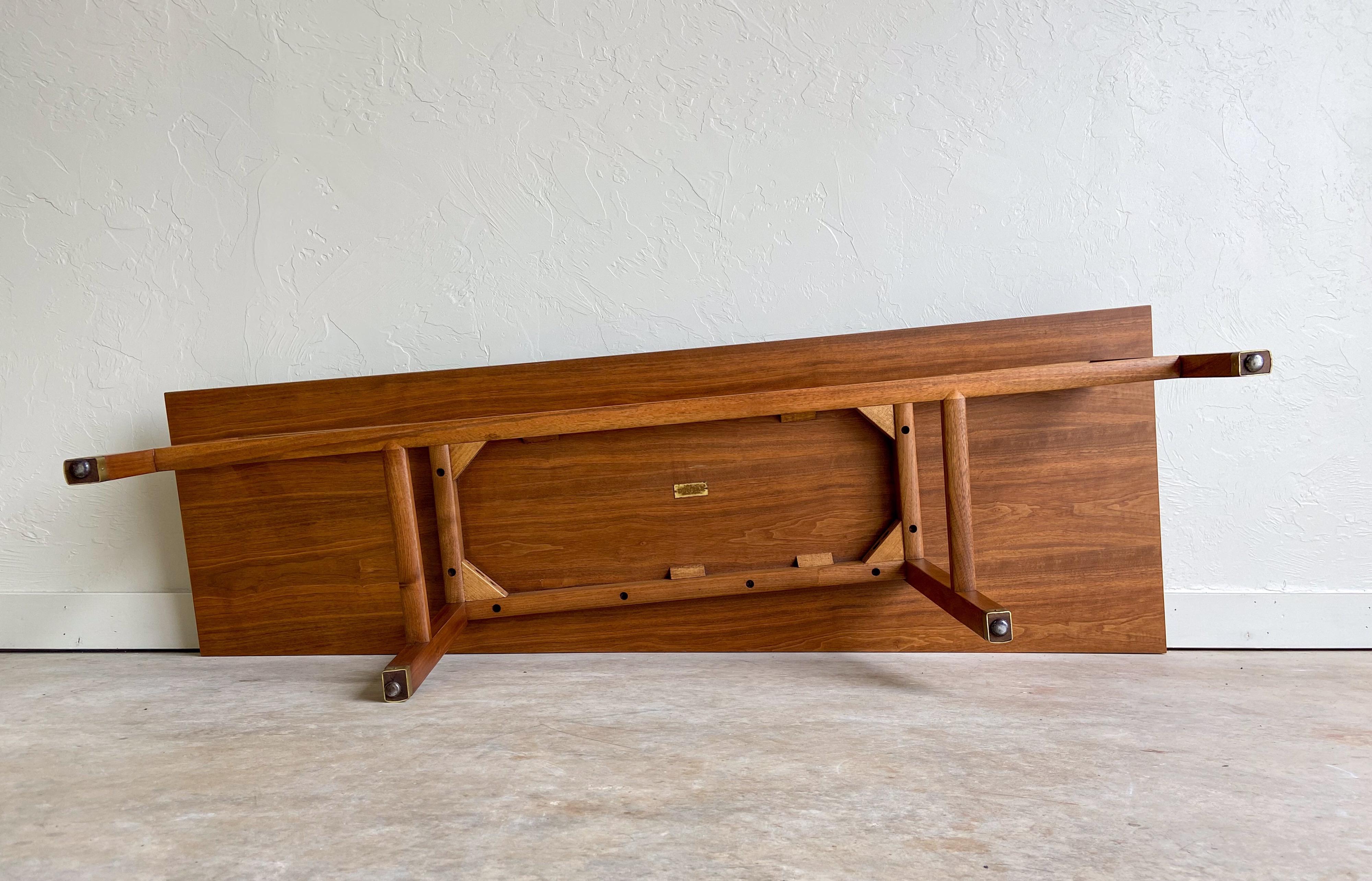 Vintage Edward Wormley for Dunbar Asymmetrical Walnut Coffee Table   In Good Condition In Round Rock, TX