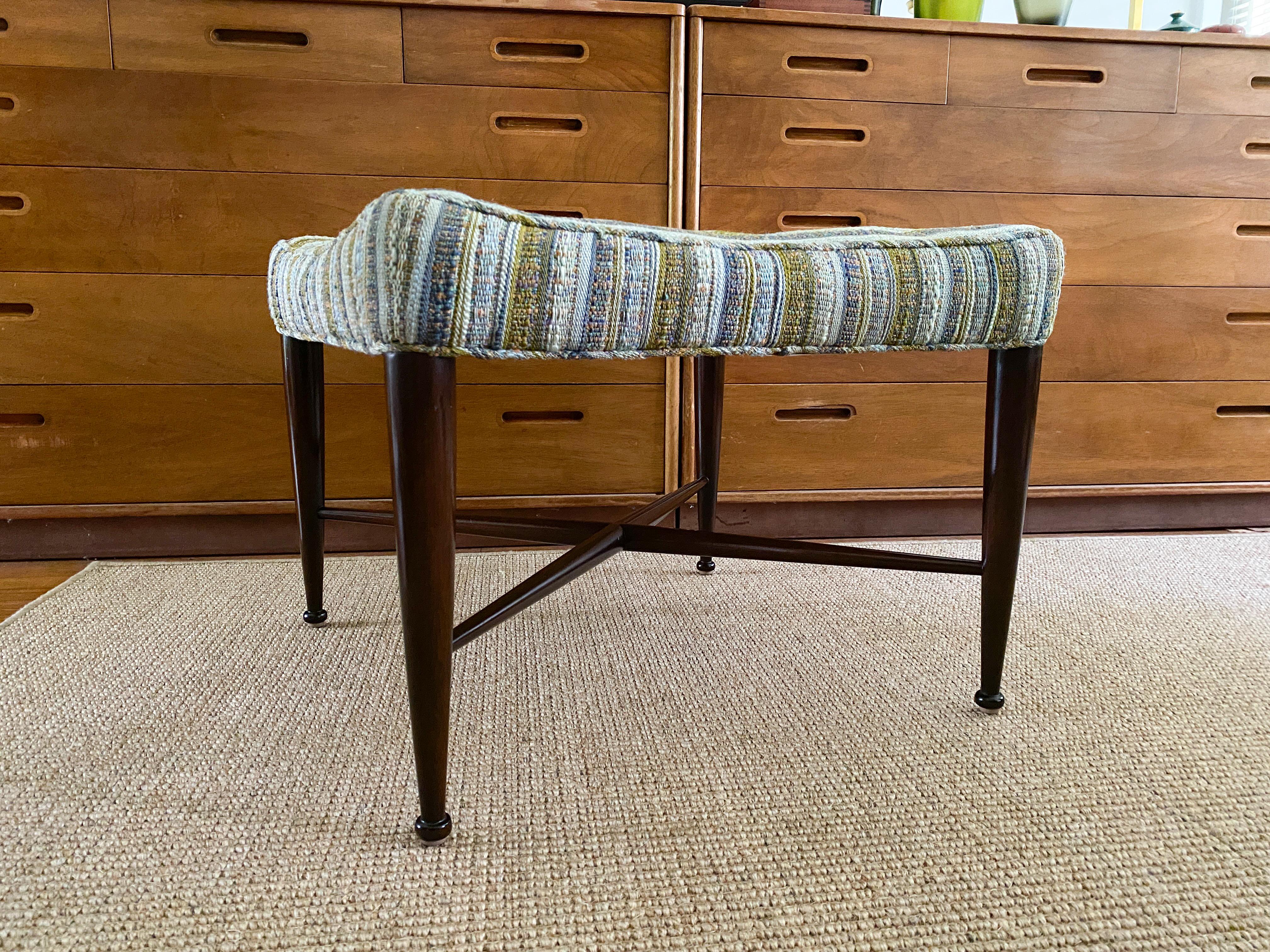 Mid-Century Modern Vintage Edward Wormley for Dunbar Mahogany X-Stretcher Thebes Bench For Sale