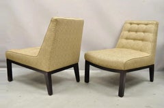 Vintage Edward Wormley for Dunbar Wood Frame Slipper Lounge Chairs - a Pair