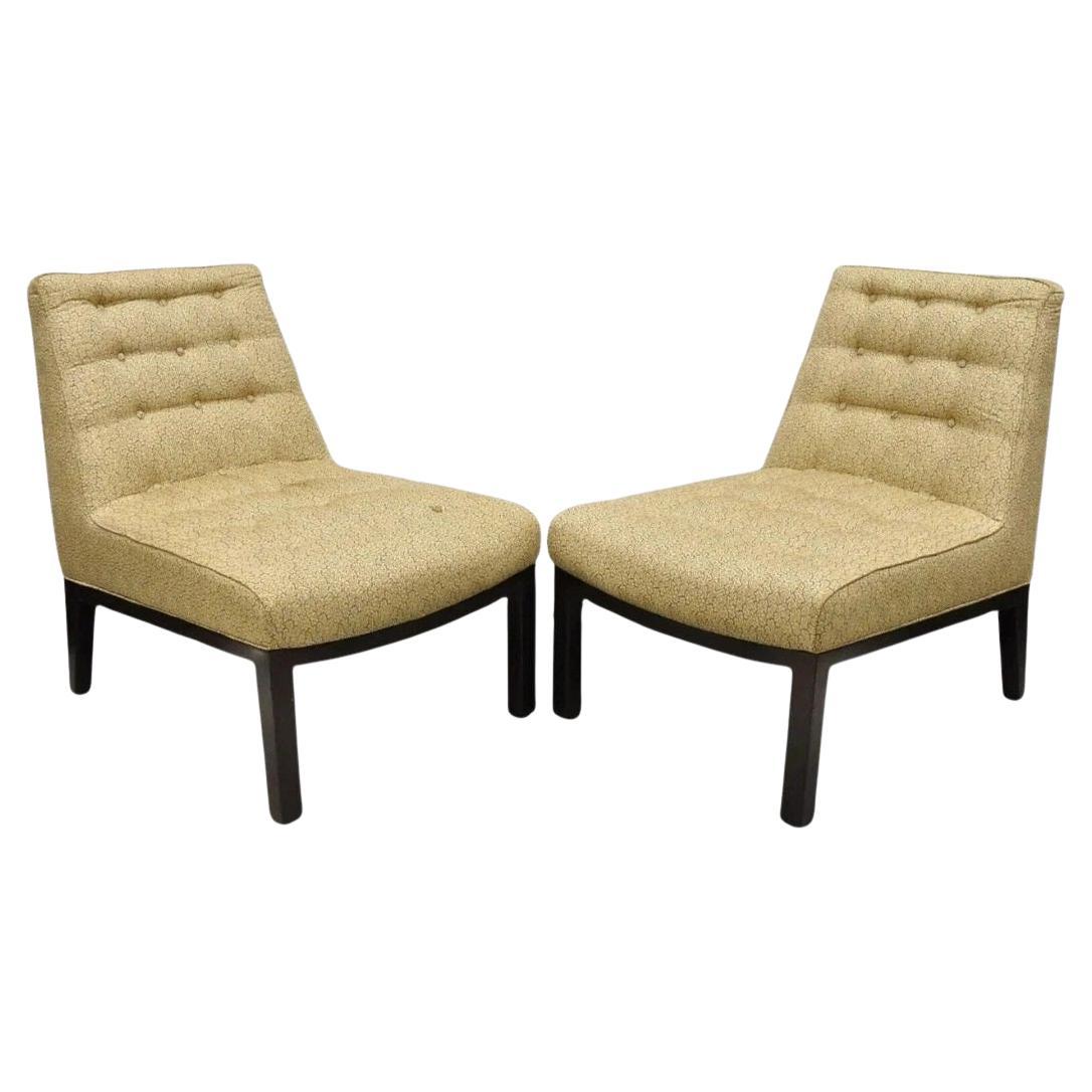 Vintage Edward Wormley for Dunbar Wood Frame Slipper Lounge Chairs - a Pair For Sale
