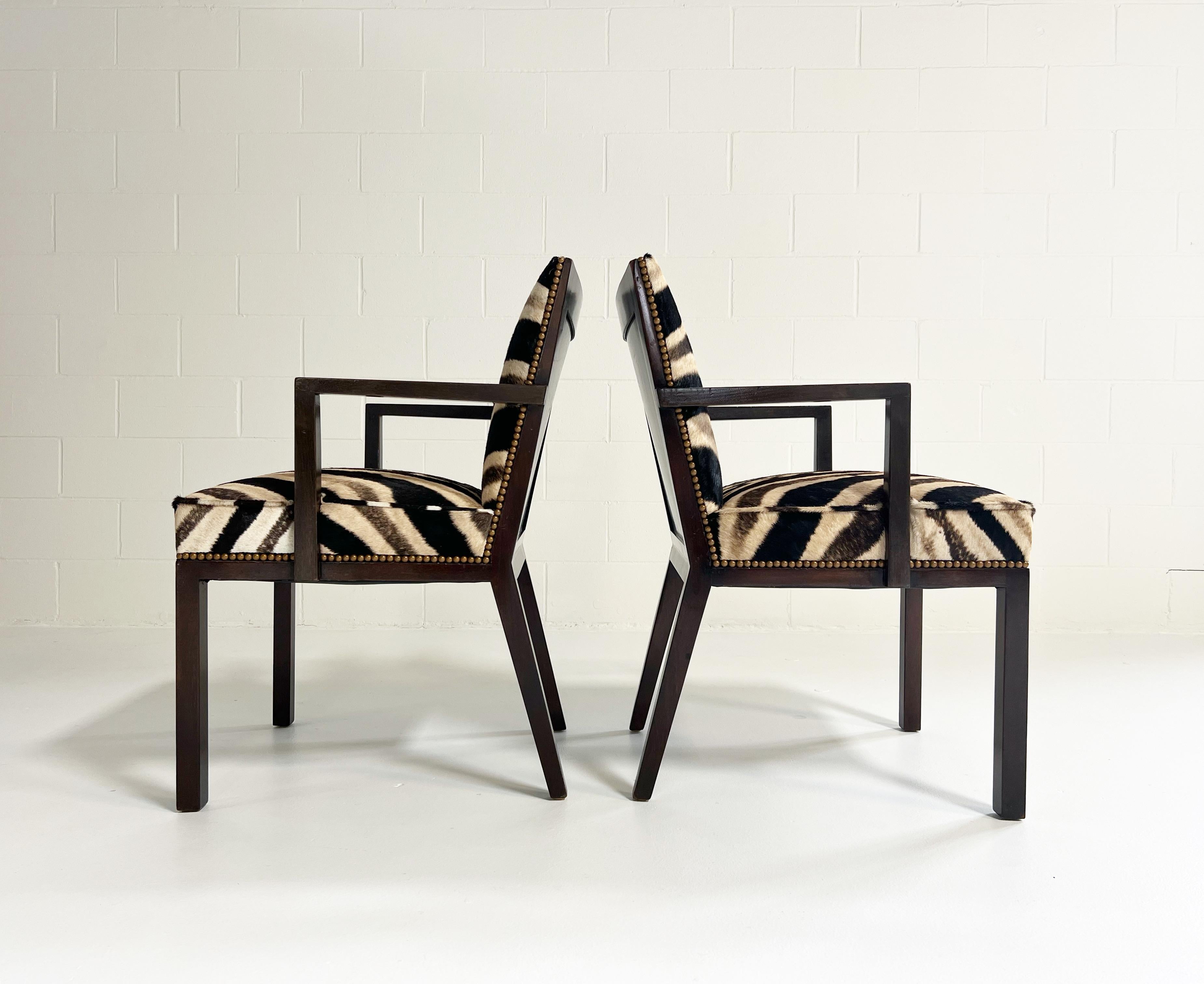 Mid-20th Century Vintage Edward Wormley Model 6337 Armchairs in Zebra Hide, Pair