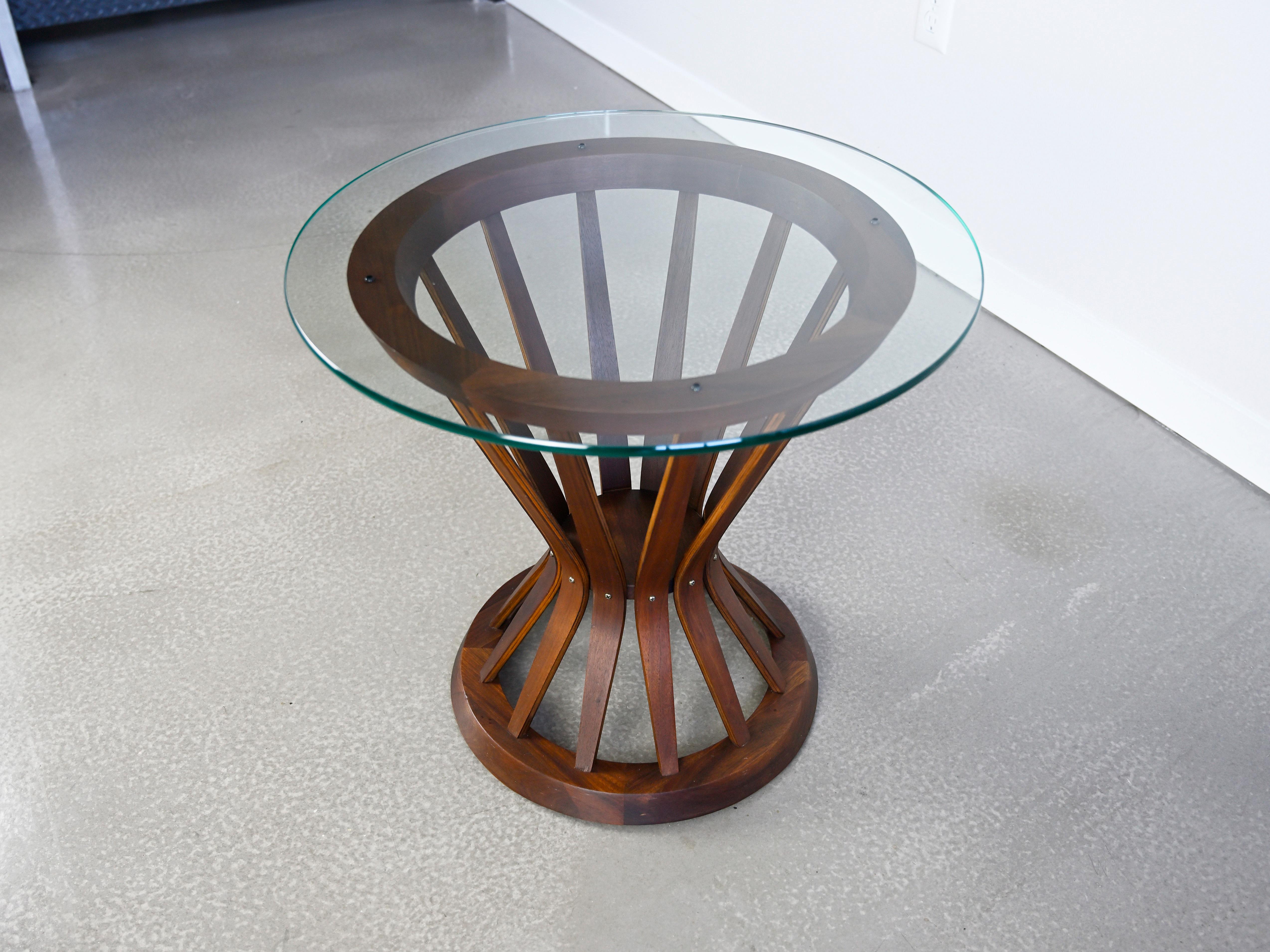 Mid-Century Modern Vintage Edward Wormley 'Sheaf of Wheat' Glass Top Side Table for Dunbar