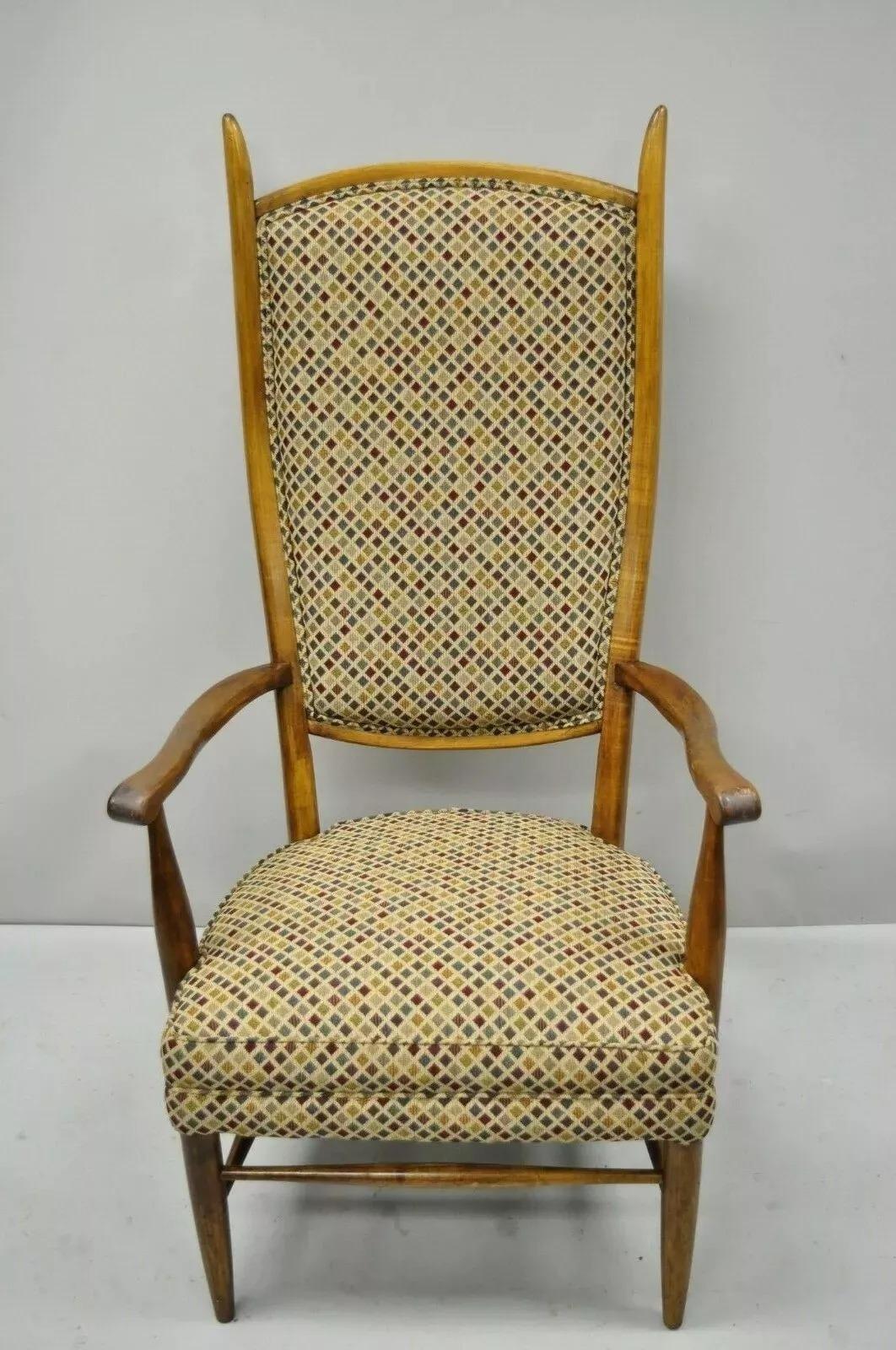Fauteuil vintage de style Edward Wormley, moderne du milieu du siècle dernier, à haut dossier en érable en vente 3
