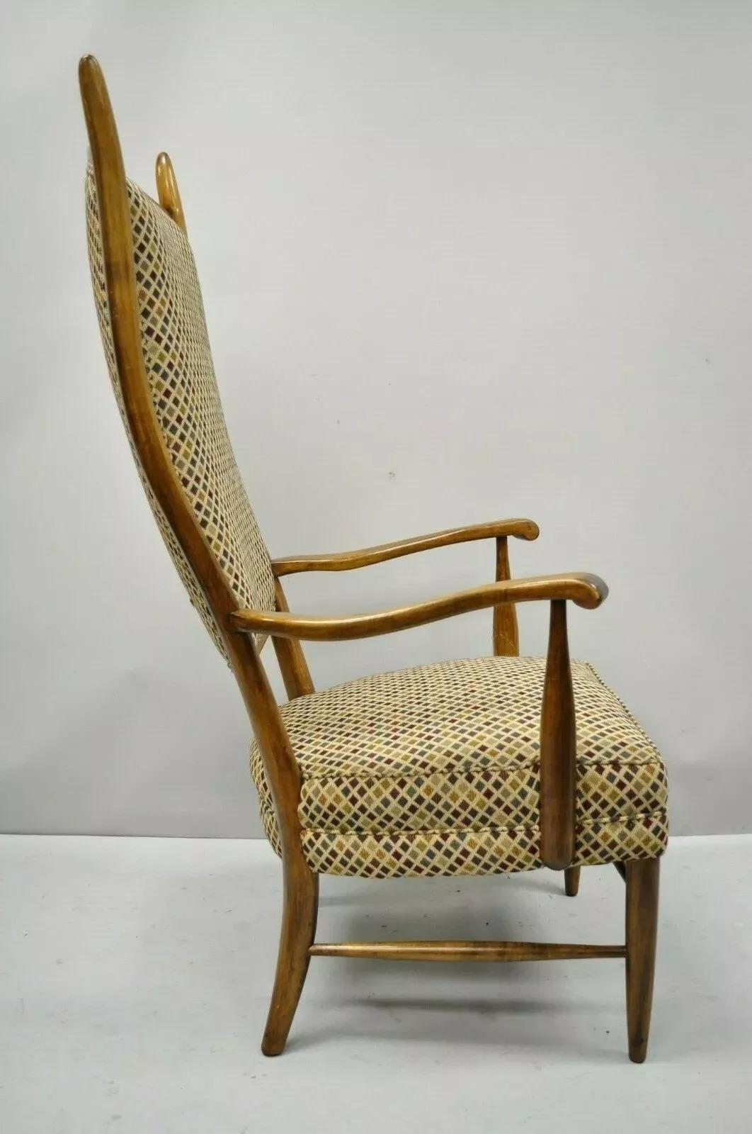 20ième siècle Fauteuil vintage de style Edward Wormley, moderne du milieu du siècle dernier, à haut dossier en érable en vente