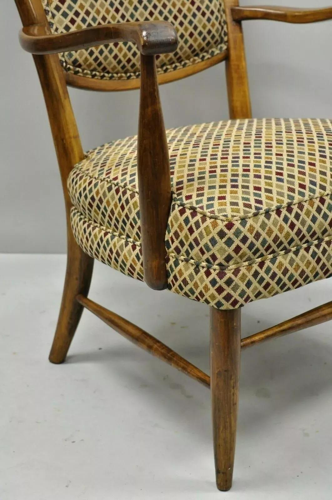 Fauteuil vintage de style Edward Wormley, moderne du milieu du siècle dernier, à haut dossier en érable en vente 1
