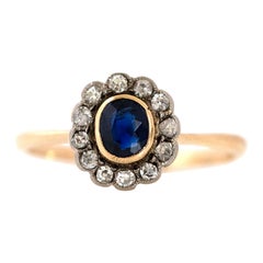 Vintage Edwardian 18ct Saphir Diamant Ring