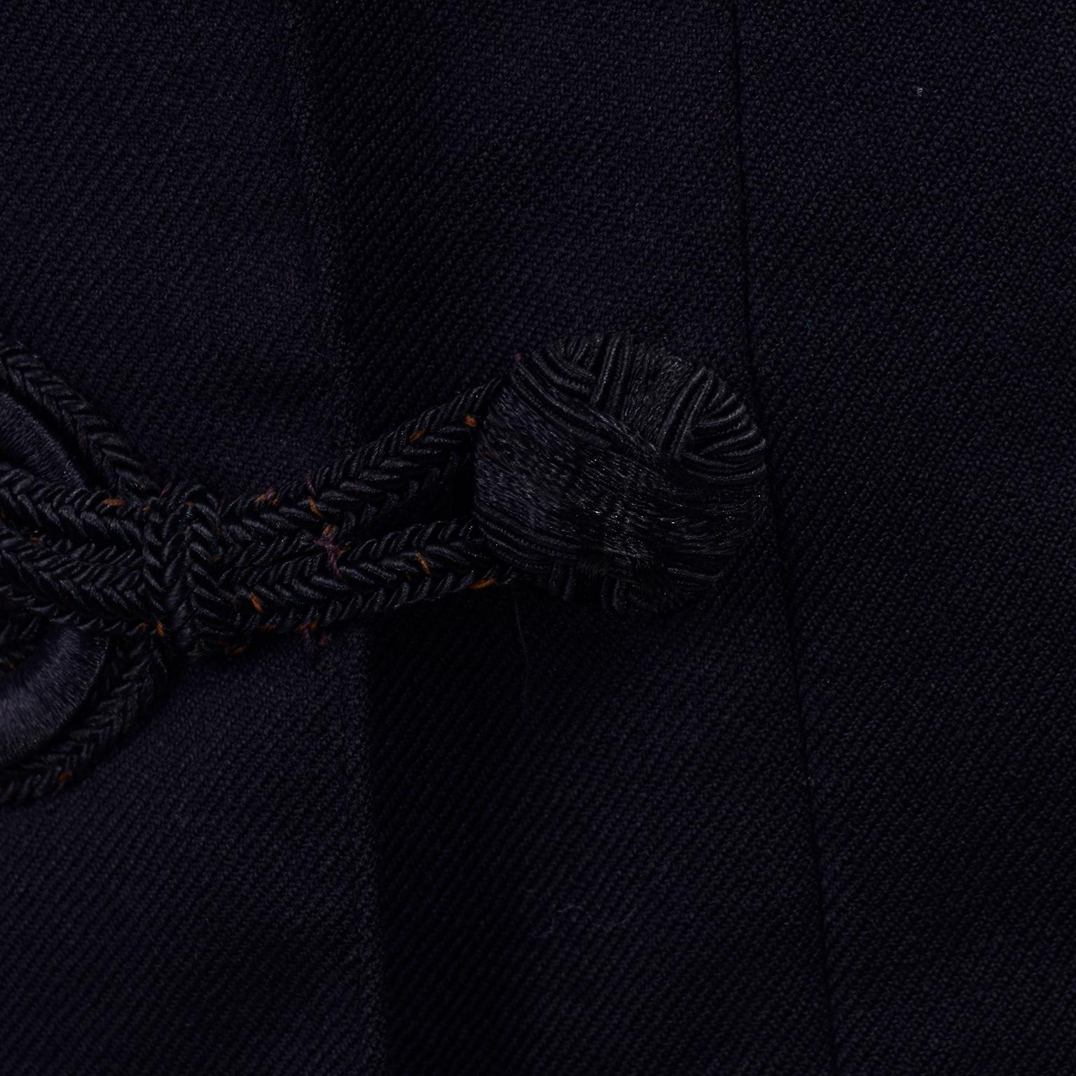 Vintage Edwardian Black Wool Jacket With Braid and Tassels w Velvet Trim & Skirt 6