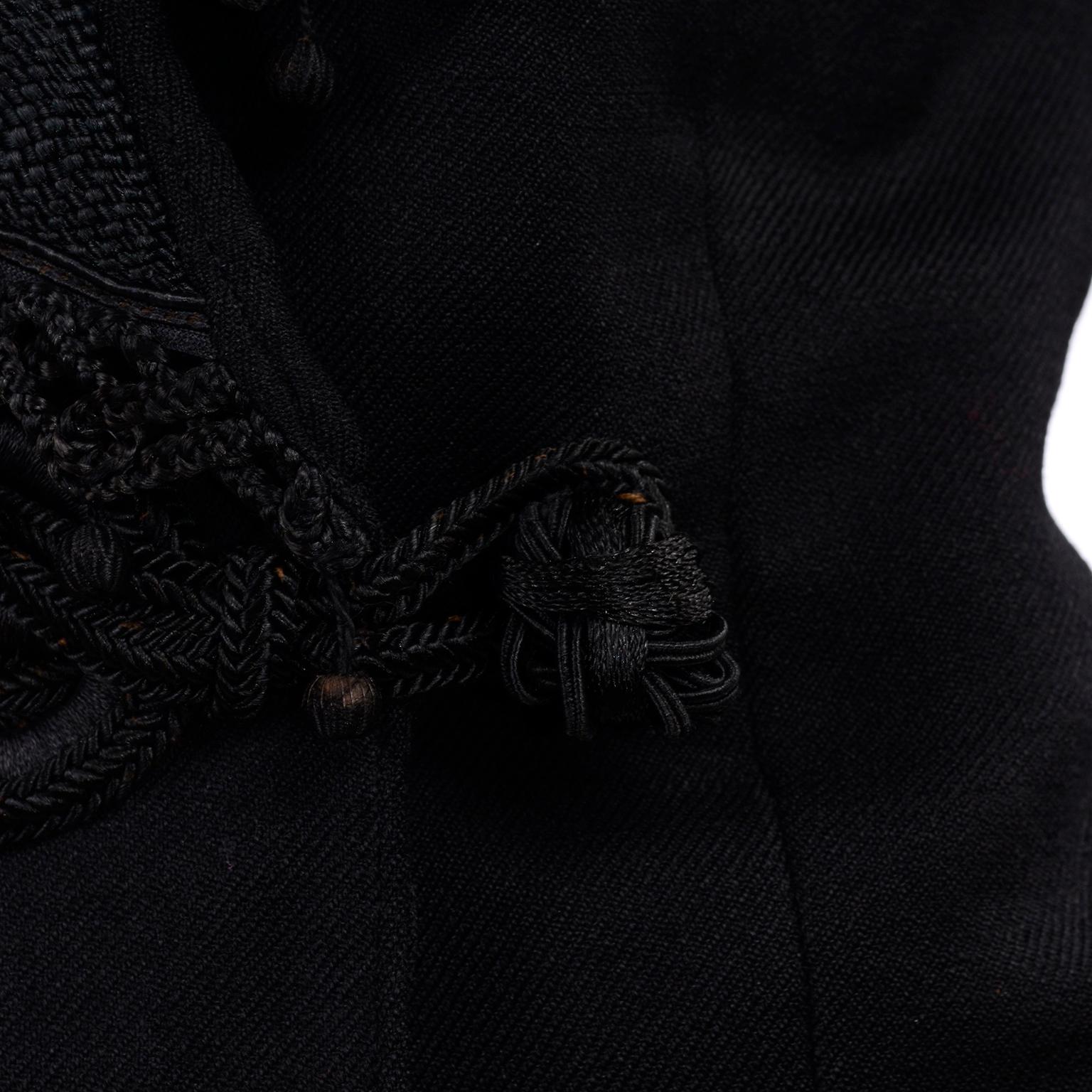 Vintage Edwardian Black Wool Jacket With Braid and Tassels w Velvet Trim & Skirt 7