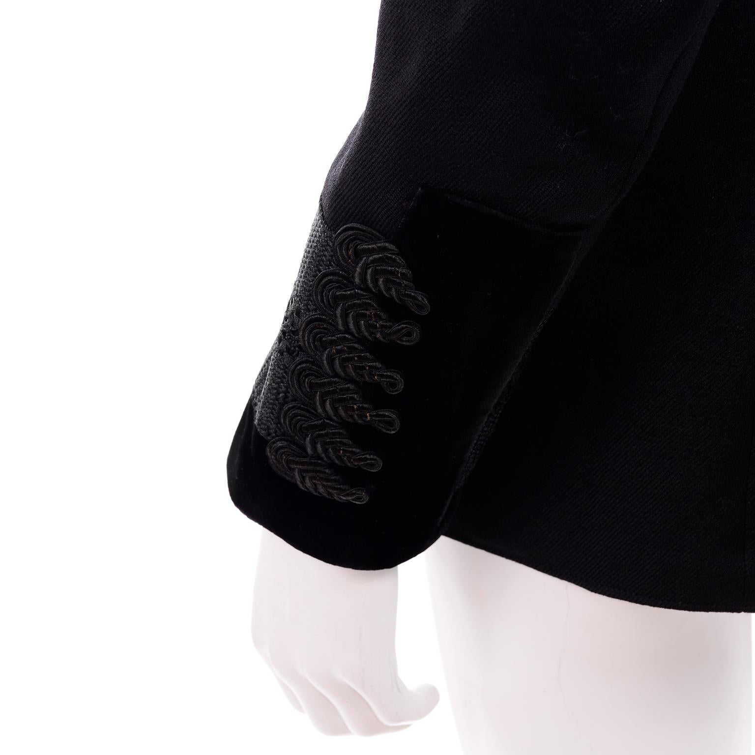 Vintage Edwardian Black Wool Jacket With Braid and Tassels w Velvet Trim & Skirt 3