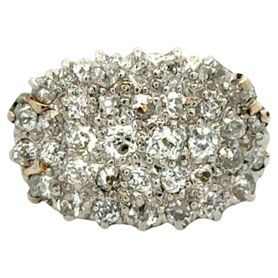 Vintage Edwardian Diamond Platinum Cluster Ring