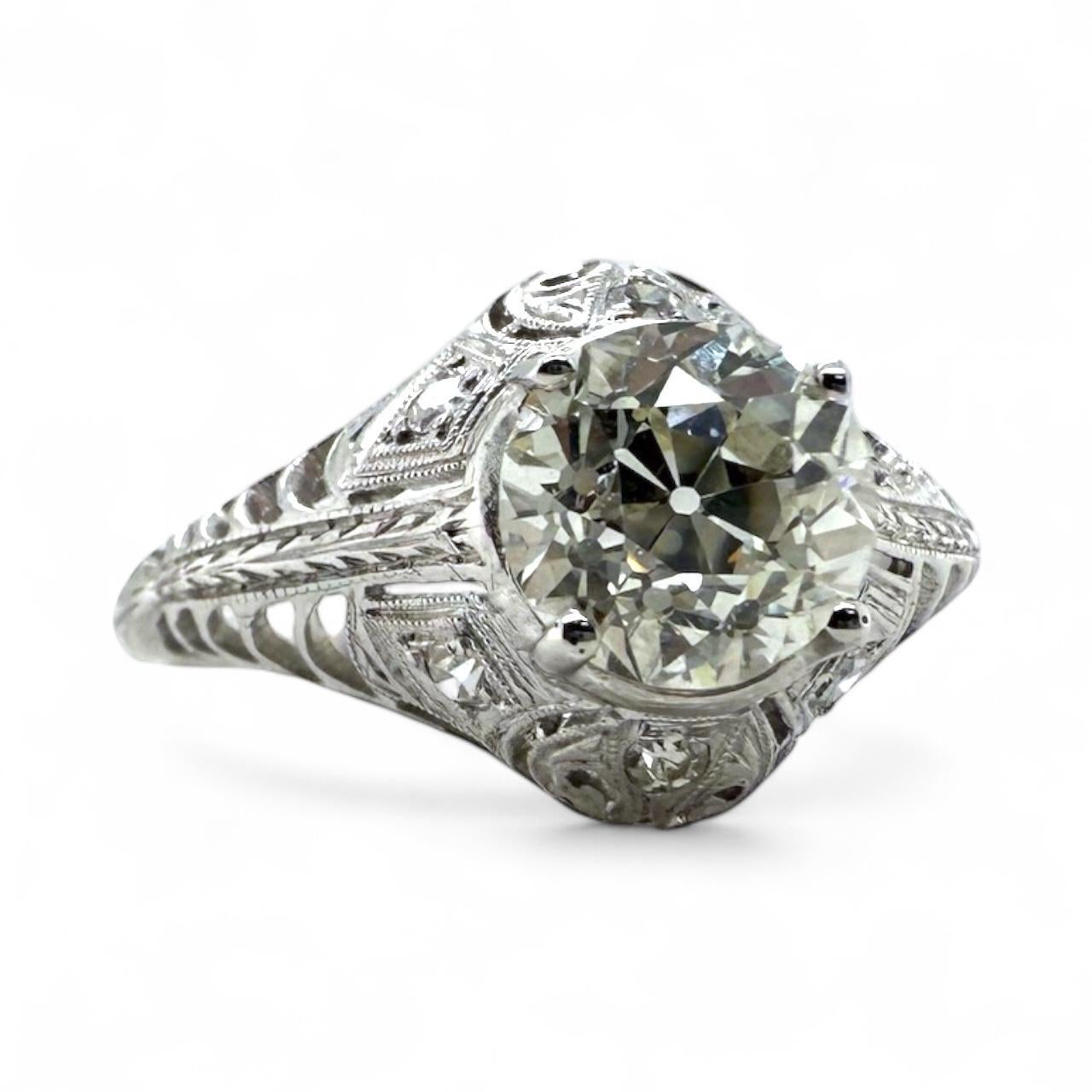 Anello di fidanzamento in platino con diamante d'epoca edoardiana da 1,5 carati In condizioni buone in vendita a Montgomery, AL