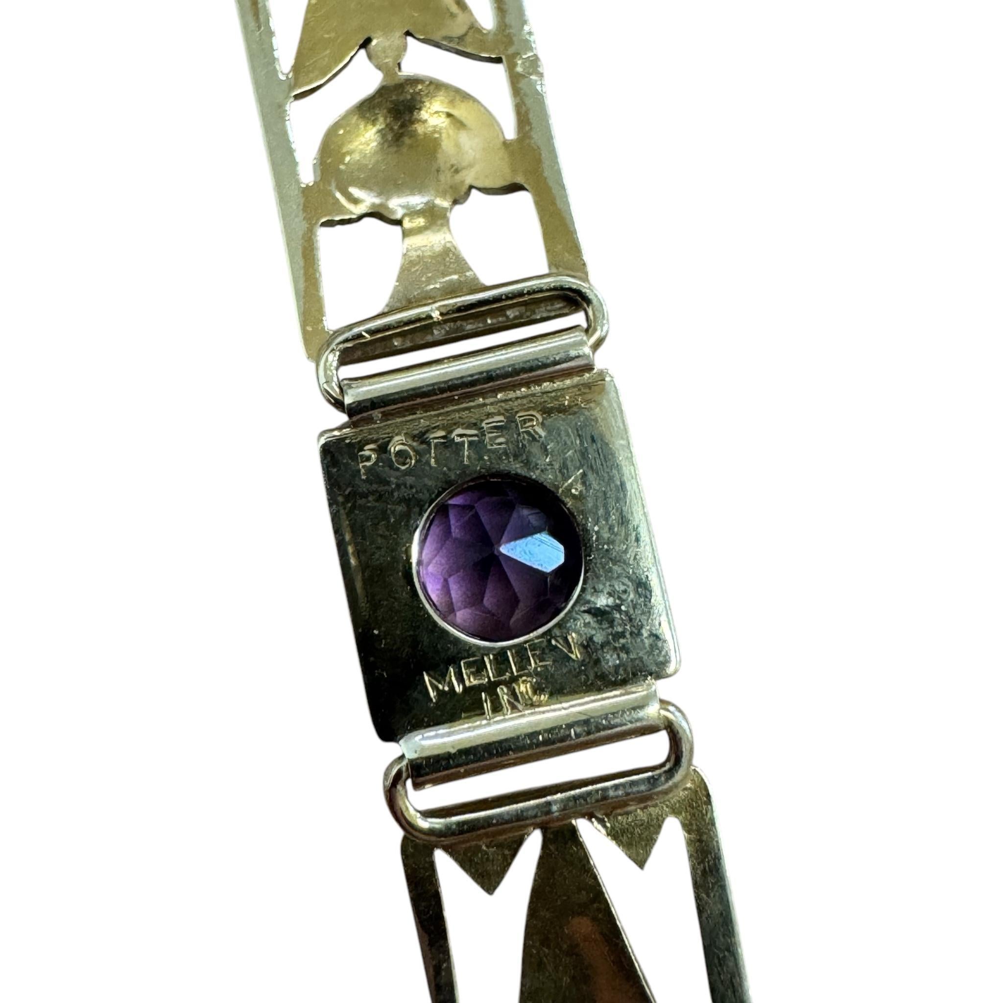 Vintage Edwardian Era Amethyst Bracelet Potter & Mellen Inc For Sale 5