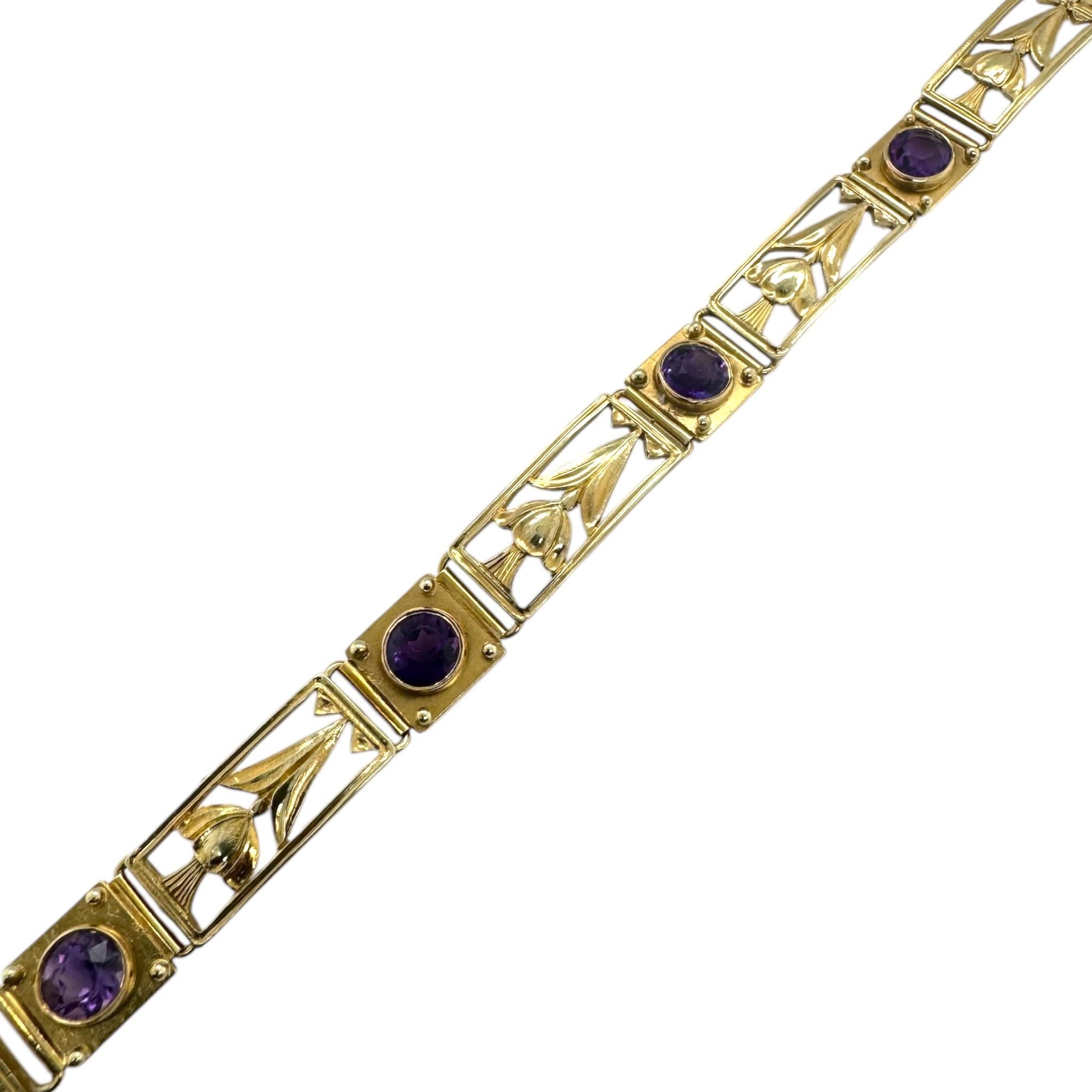 Vintage Edwardian Era Amethyst Bracelet Potter & Mellen Inc For Sale 3