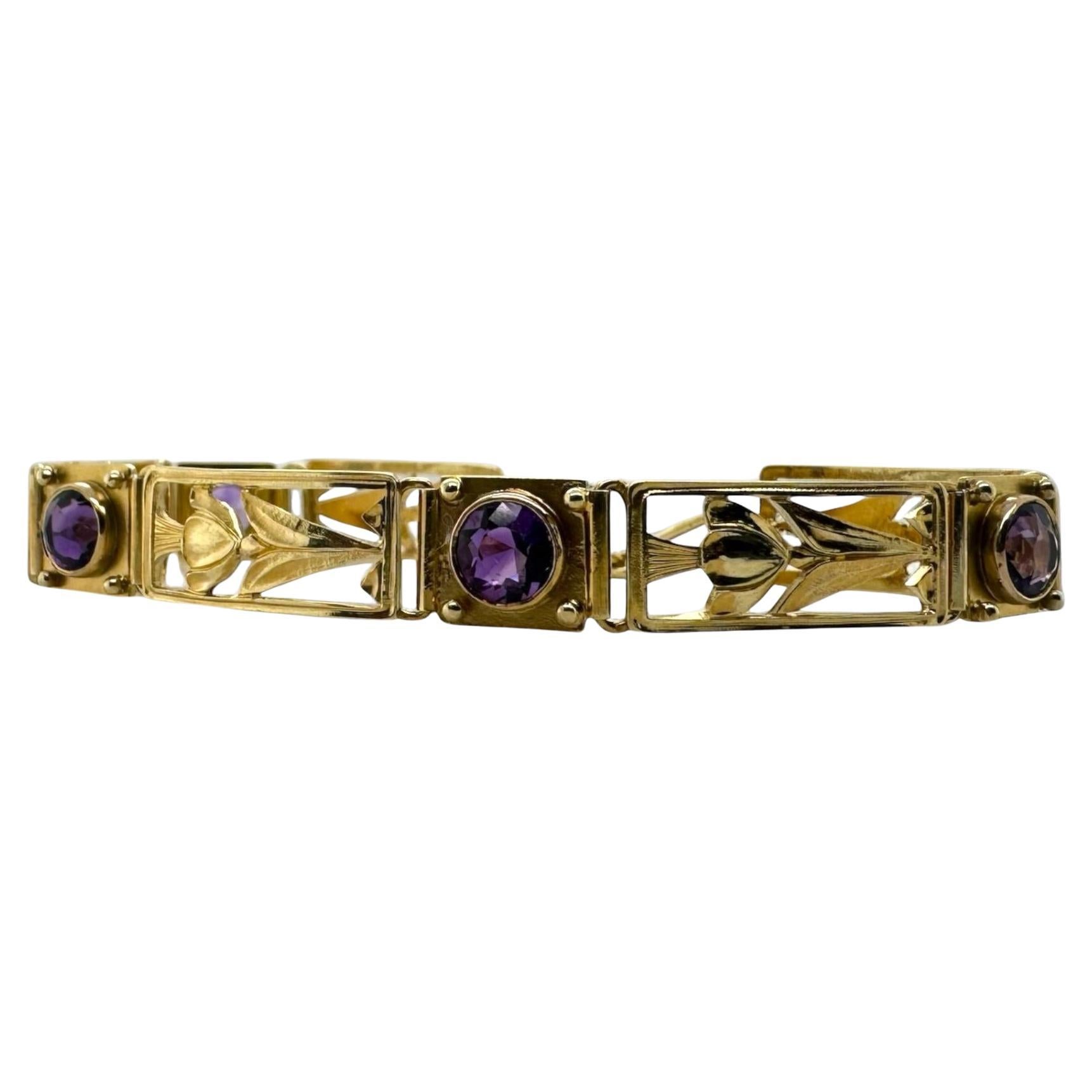 Vintage Edwardian Era Amethyst Bracelet Potter & Mellen Inc For Sale