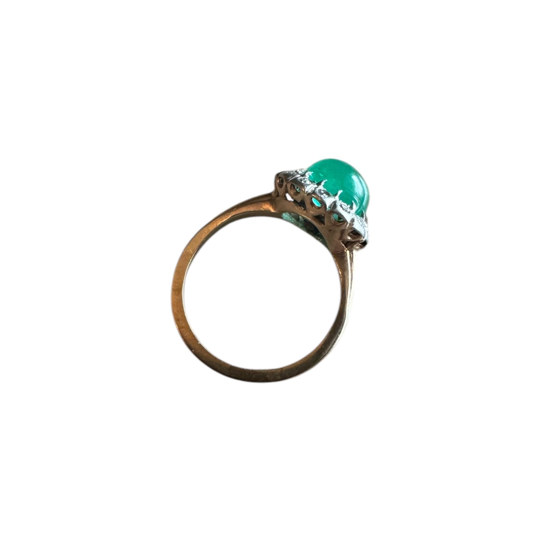 Vintage Edwardian Era Cabochon Cut Colombian Emerald Ring GIA For Sale 4