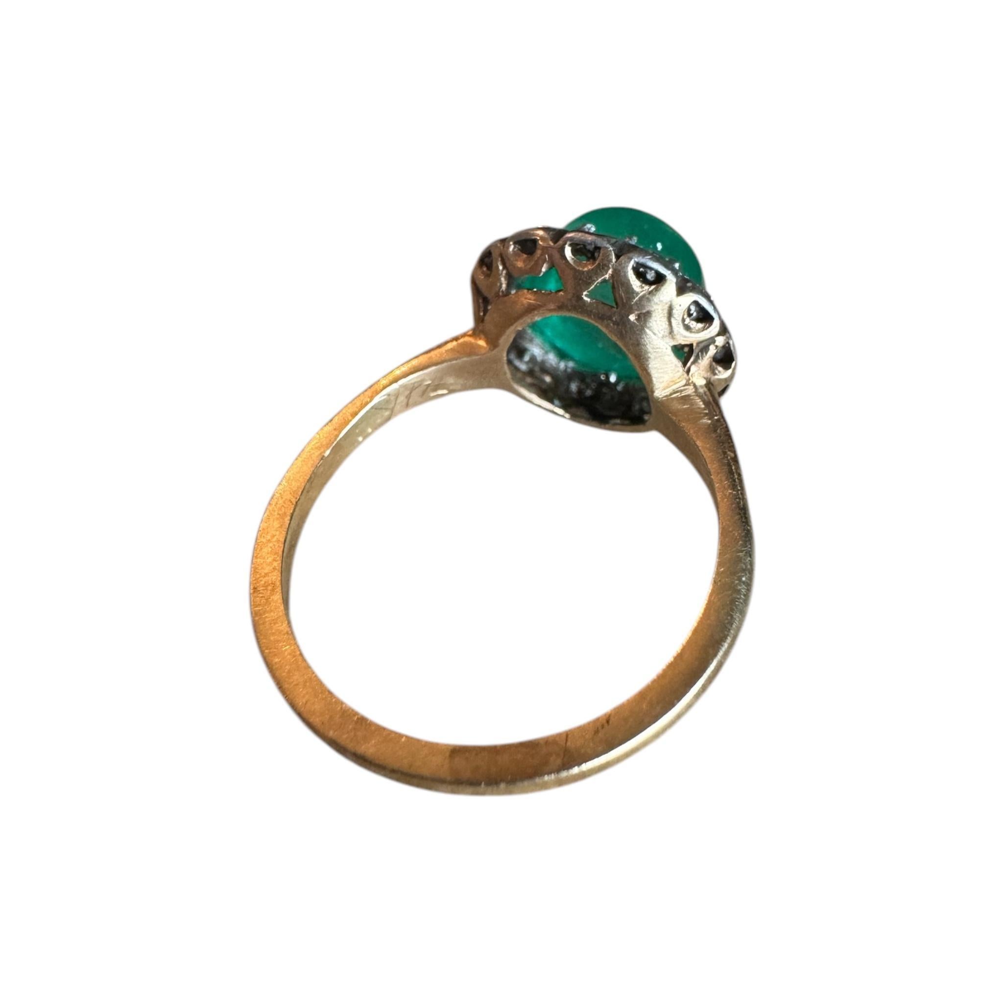 Vintage Edwardian Era Cabochon Cut Colombian Emerald Ring GIA For Sale 5