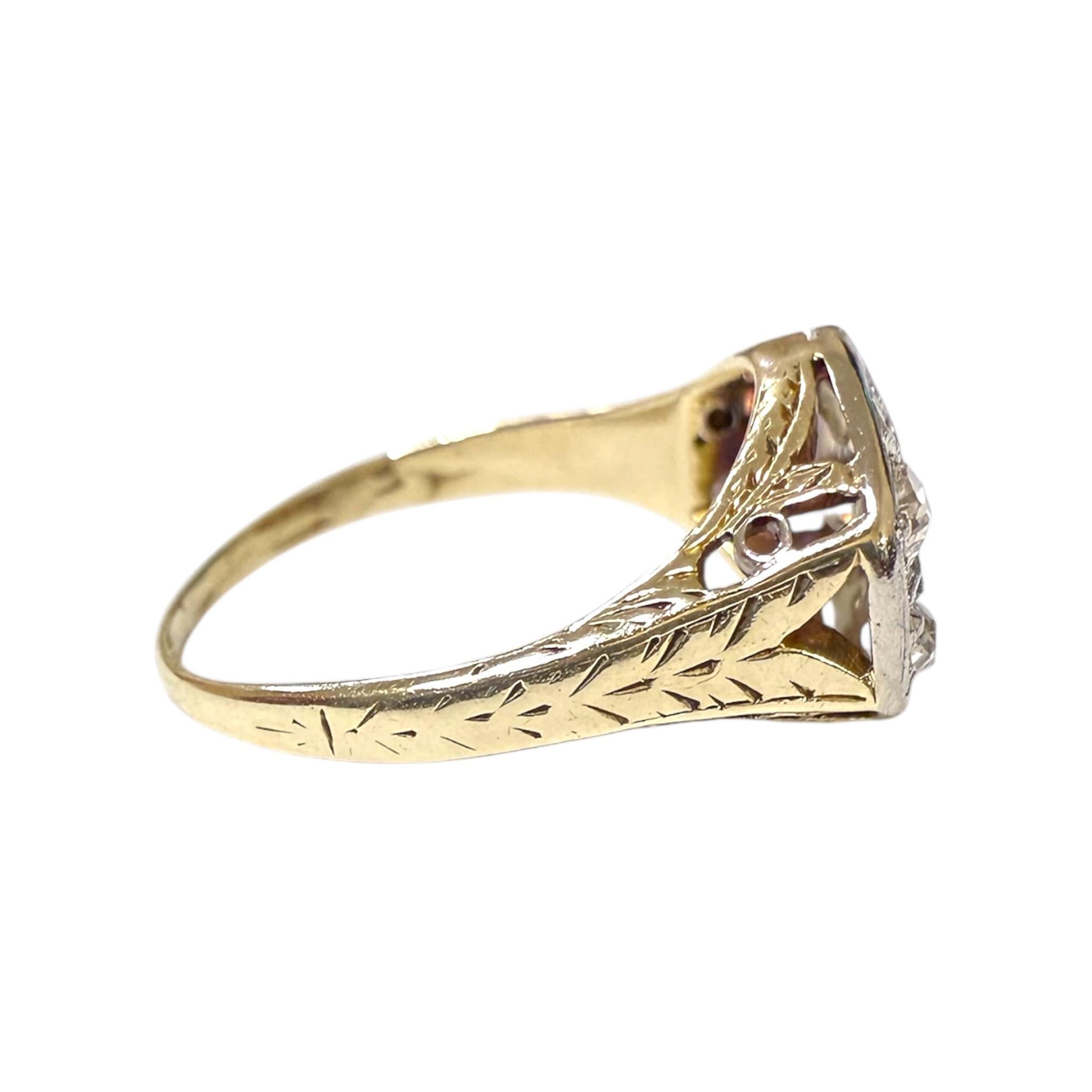 Vintage Edwardian Era Two Toned Diamond Cocktail Ring (bague de cocktail à deux tons de diamants) en vente 2