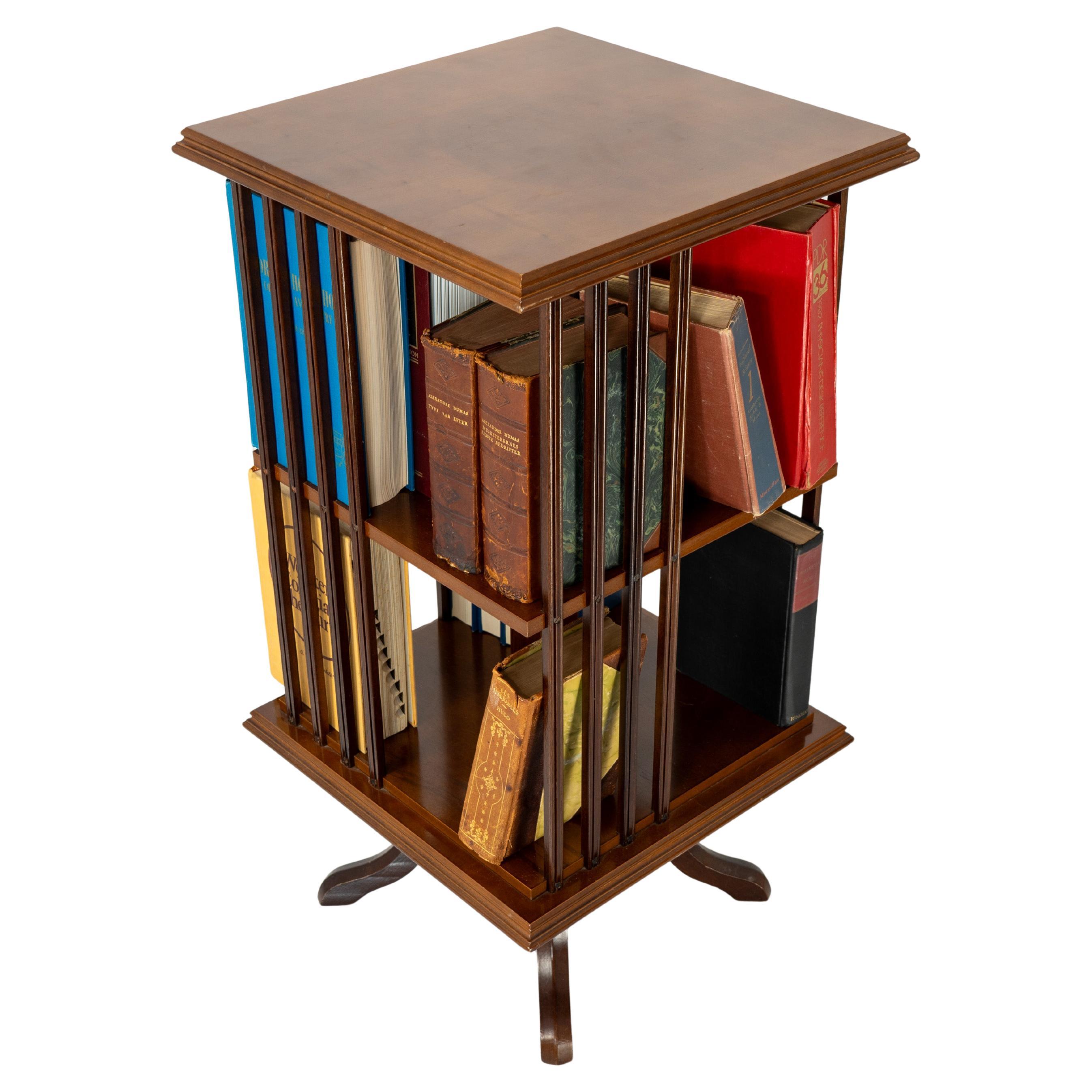 Vintage Edwardian Mahogany Revolving Bookcase, 2-Tier Design For Sale