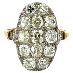 Vintage Edwardian Old Mine Cushion Diamond Platinum on Gold Cluster Ring