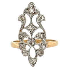 Vintage Edwardian Old Mine Cut Diamond Platinum on 18K Gold Ring
