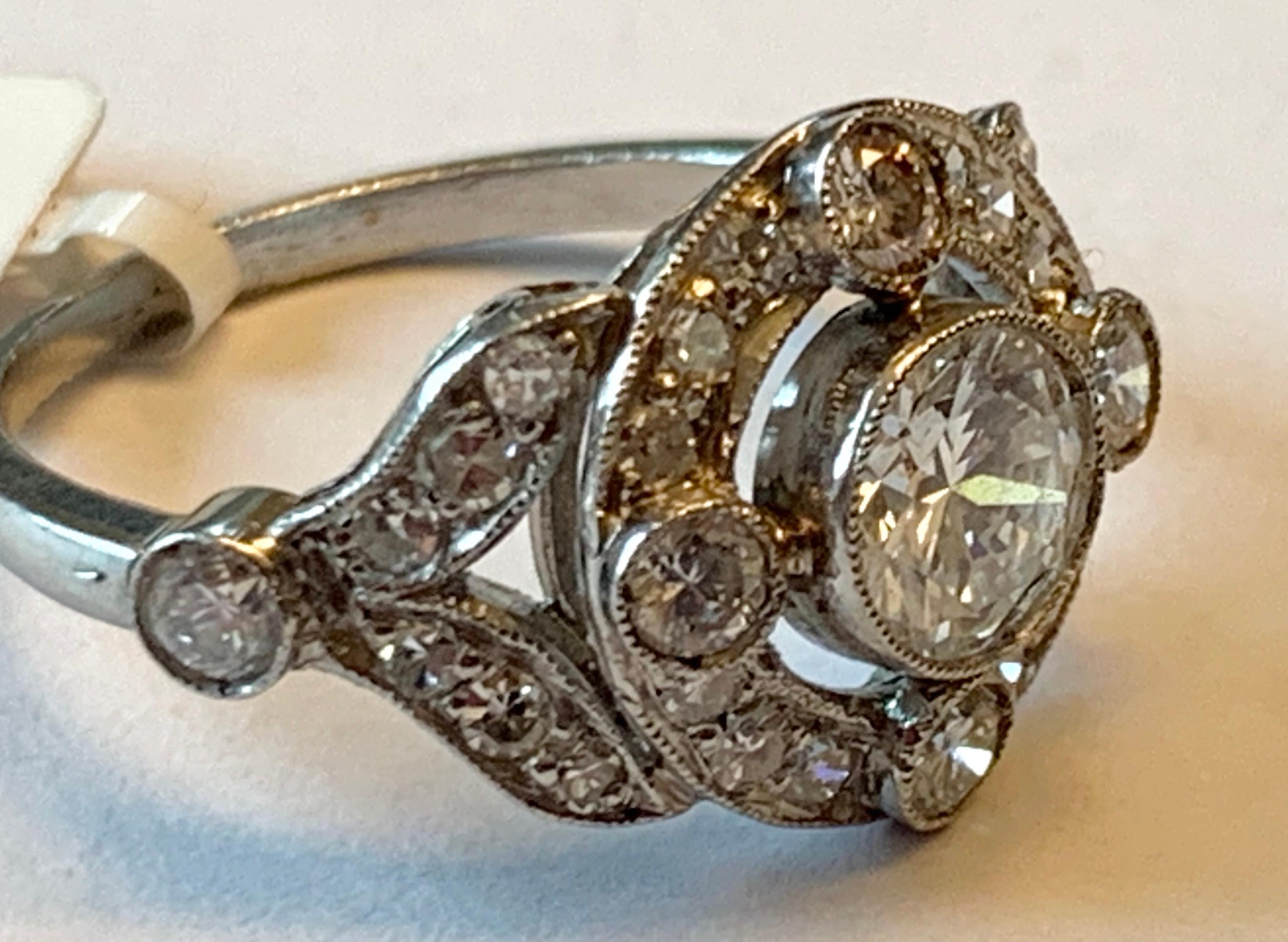 Vintage Edwardian Platinum Engagement Diamond Ring 3