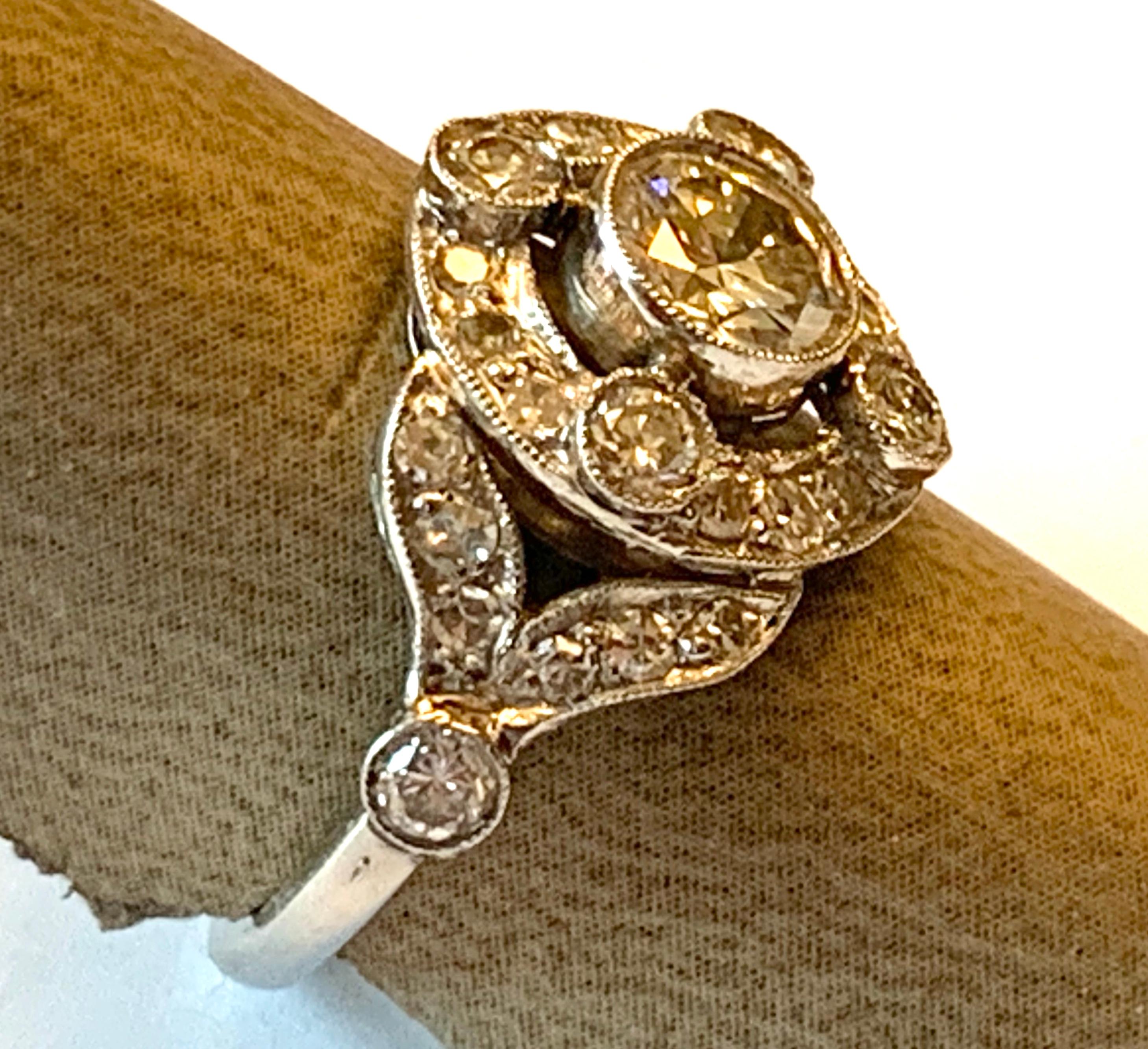 Old European Cut Vintage Edwardian Platinum Engagement Diamond Ring