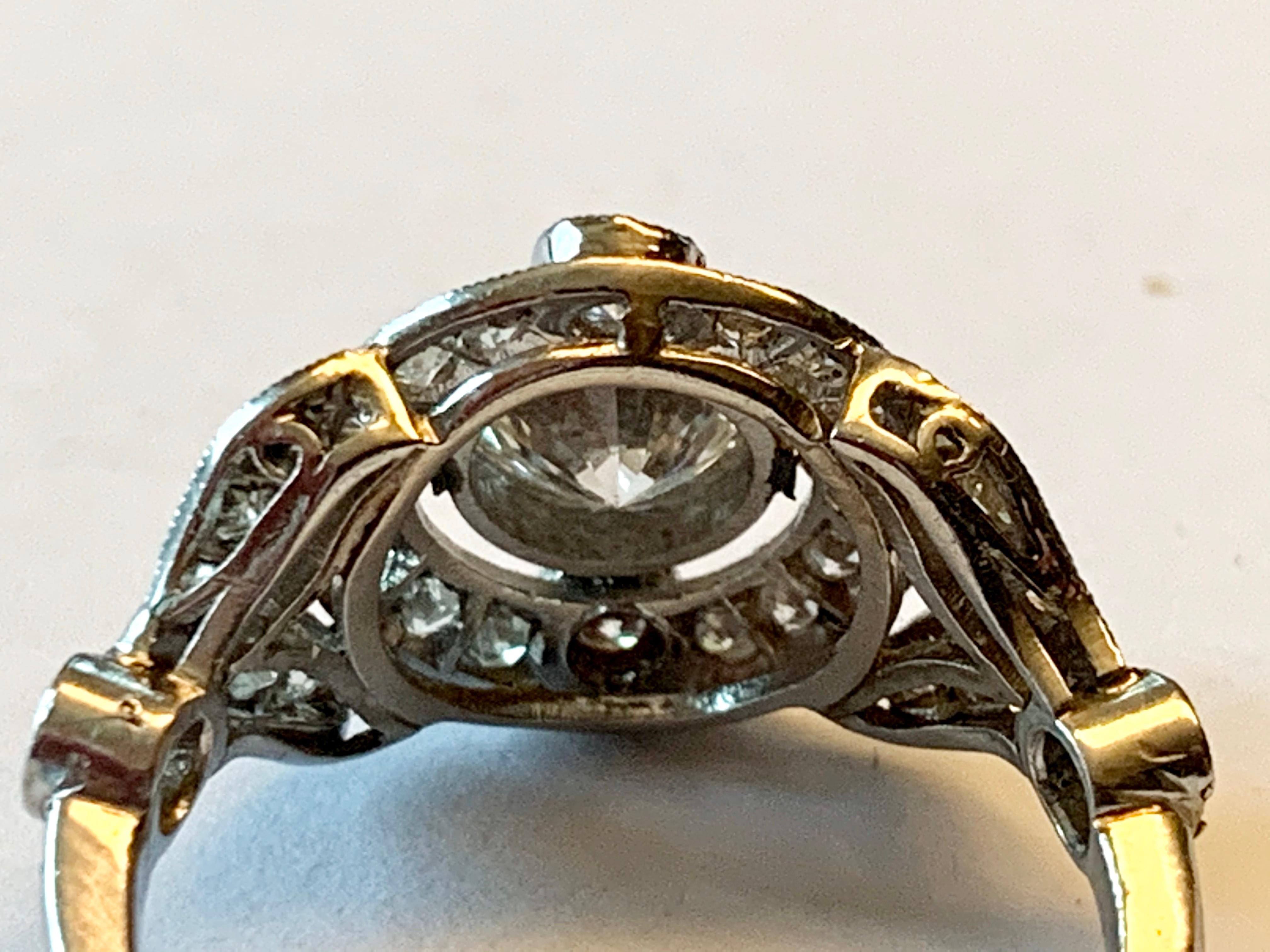 Vintage Edwardian Platinum Engagement Diamond Ring In Good Condition In Zurich, Zollstrasse