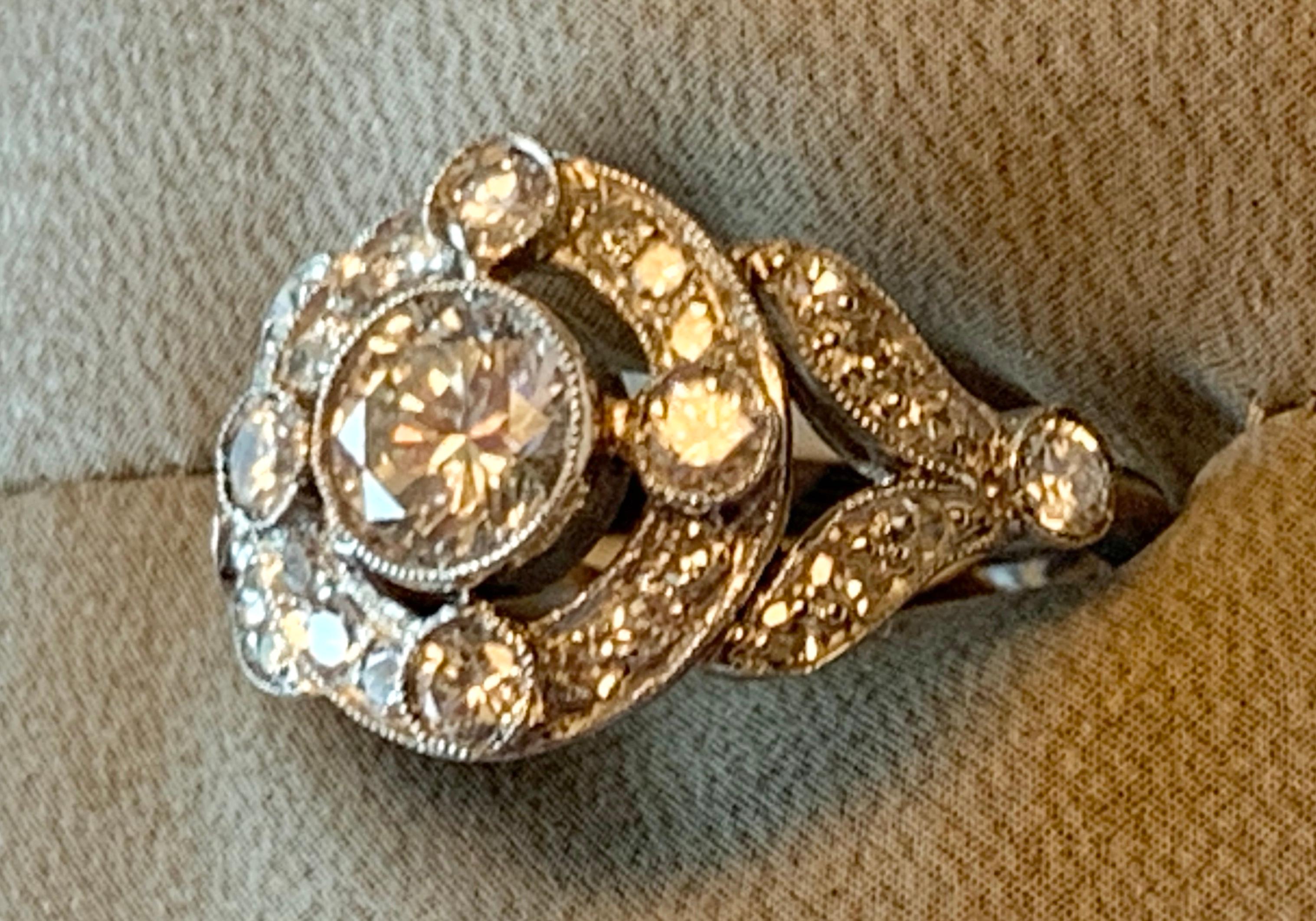 Vintage Edwardian Platinum Engagement Diamond Ring 2