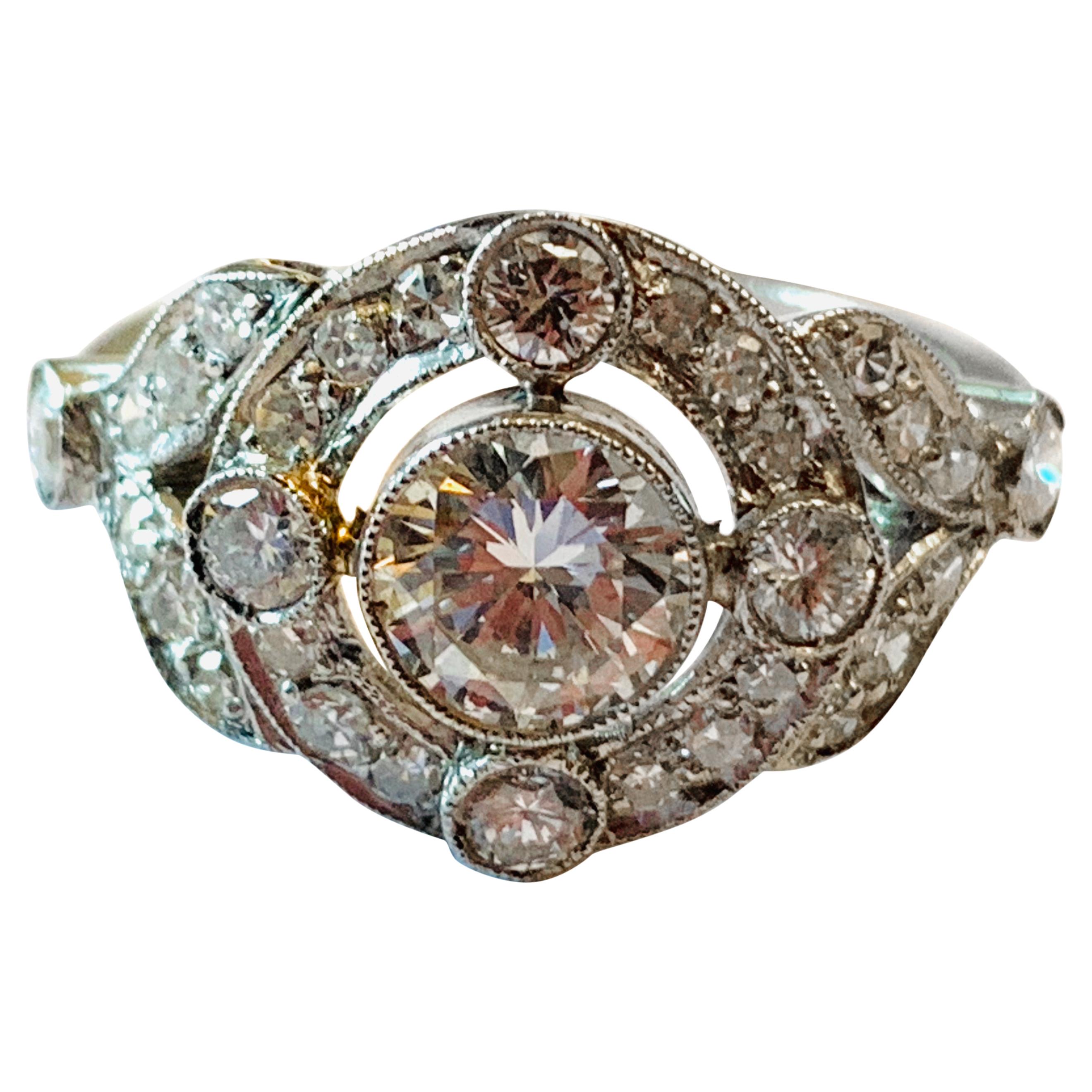 Vintage Edwardian Platinum Engagement Diamond Ring