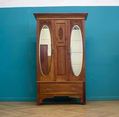Vintage Edwardian Walnut Wardrobe or Hall Cabinet , 1900s
