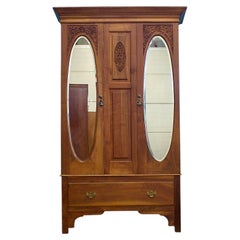 Vintage Edwardian Walnut Wardrobe or Hall Cabinet , 1900s