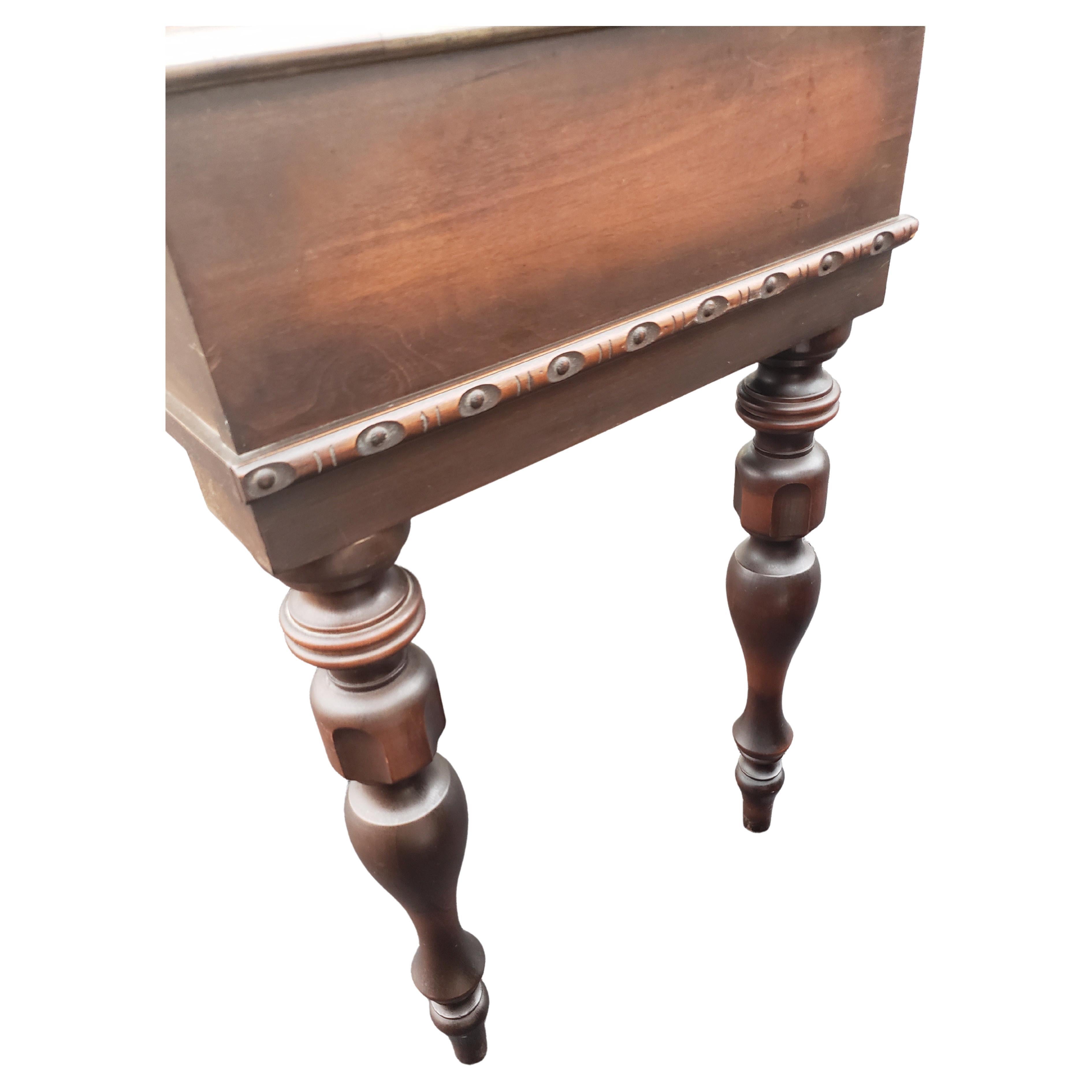 American Vintage Edwardian Walnut Writing Desk, Sofa Table, Hall Table For Sale