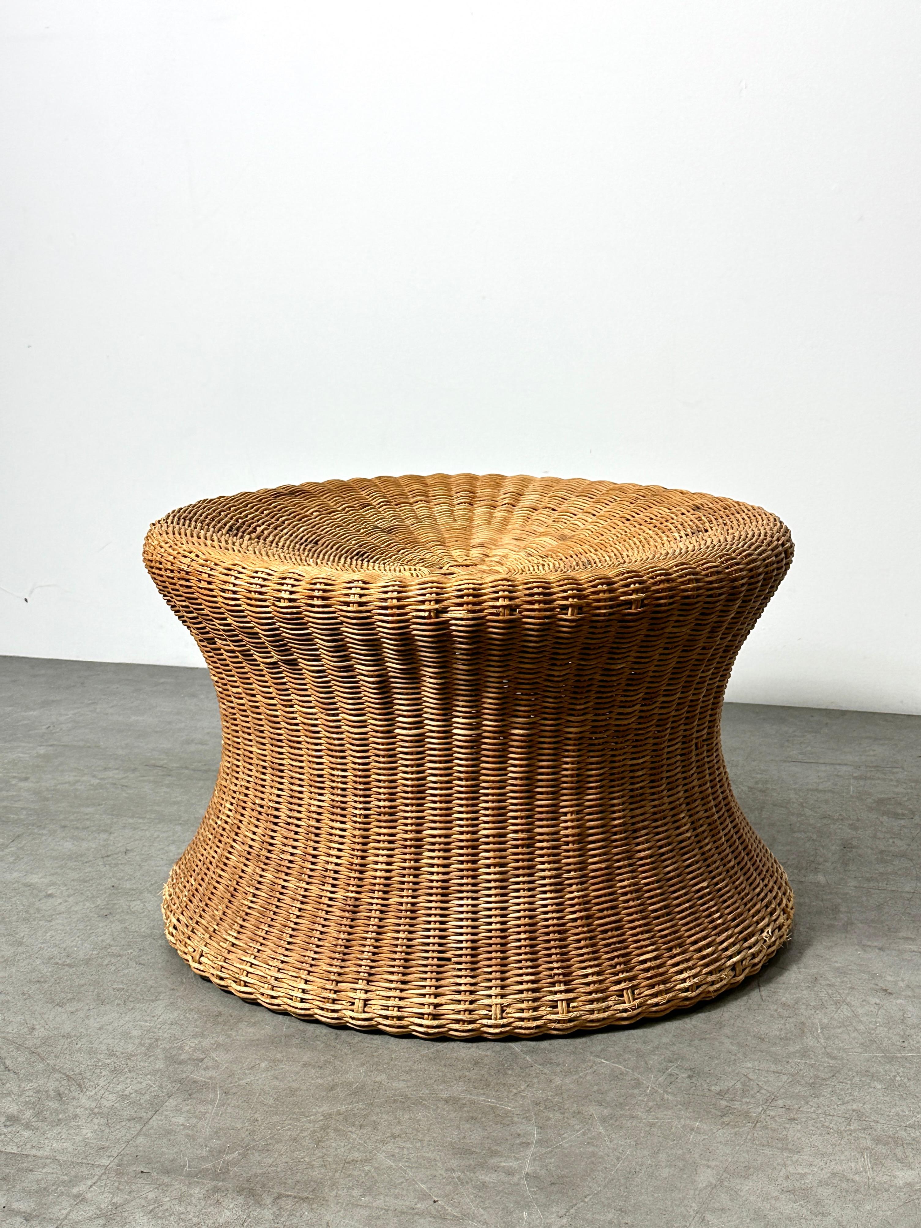 An original vintage Juttu stool designed by Eero Aarnio for Artek
Finland circa 1961

Mushroom form stool in woven rattan around an interior bamboo frame

22 inch diameter
14 inch height