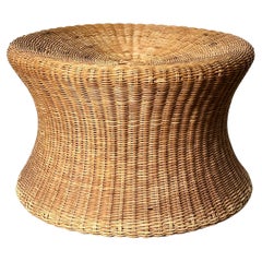 Retro Eero Aarnio Juttu Wicker & Bamboo Mushroom Stool Artek Finland 1960s