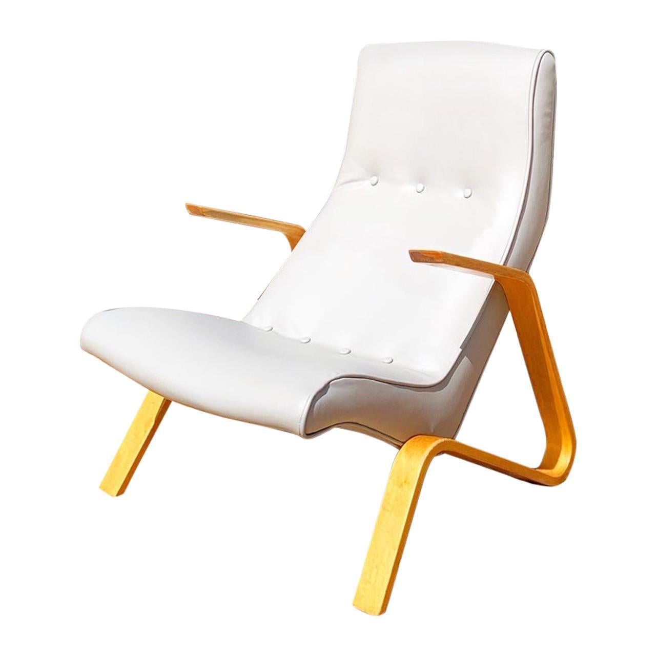 Vintage Eero Saarinen Leather Grasshopper Lounge Chair by Knoll For Sale