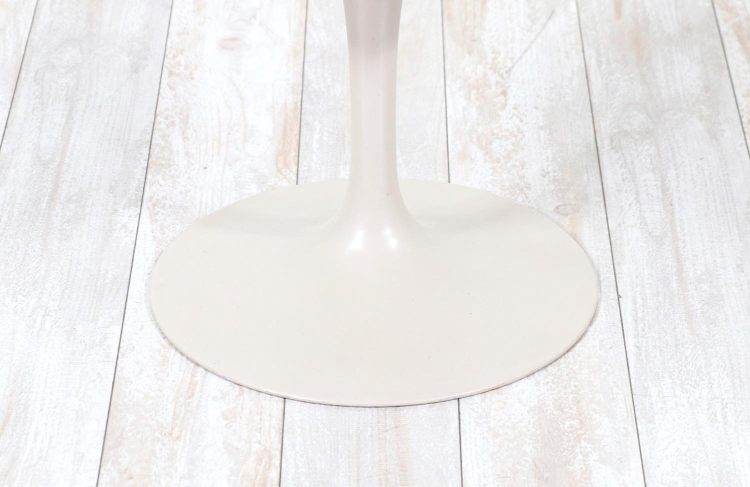 Metal Expertly Restored -Vintage Eero Saarinen Tulip Stool with Grey Leather for Knoll For Sale