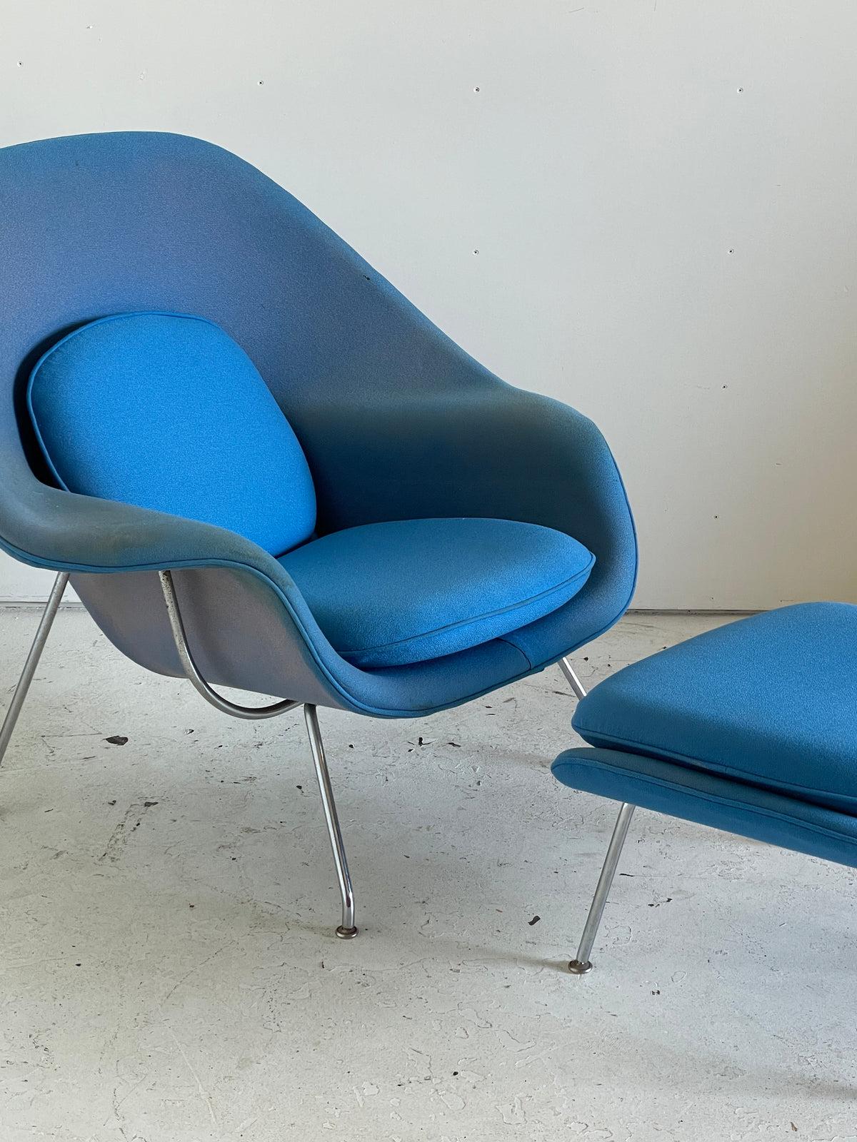 Original fabric early production Womb Chair & Ottoman by Eero Saarinen. 

Chair- 39.5