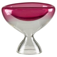 Vintage By Murano Glass Bowl/Vase : Rose et transparent bicolore, 1970