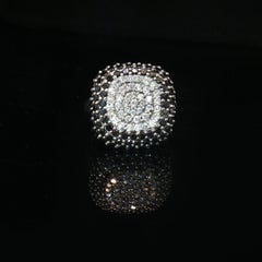 Vintage Effy 14K White Gold Black & White Diamond Ring 8.3g Size 5.75 Designer