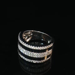 Vintage Effy 14K White Gold Black & White Diamond Wide Band Ring Size 7 8.1g