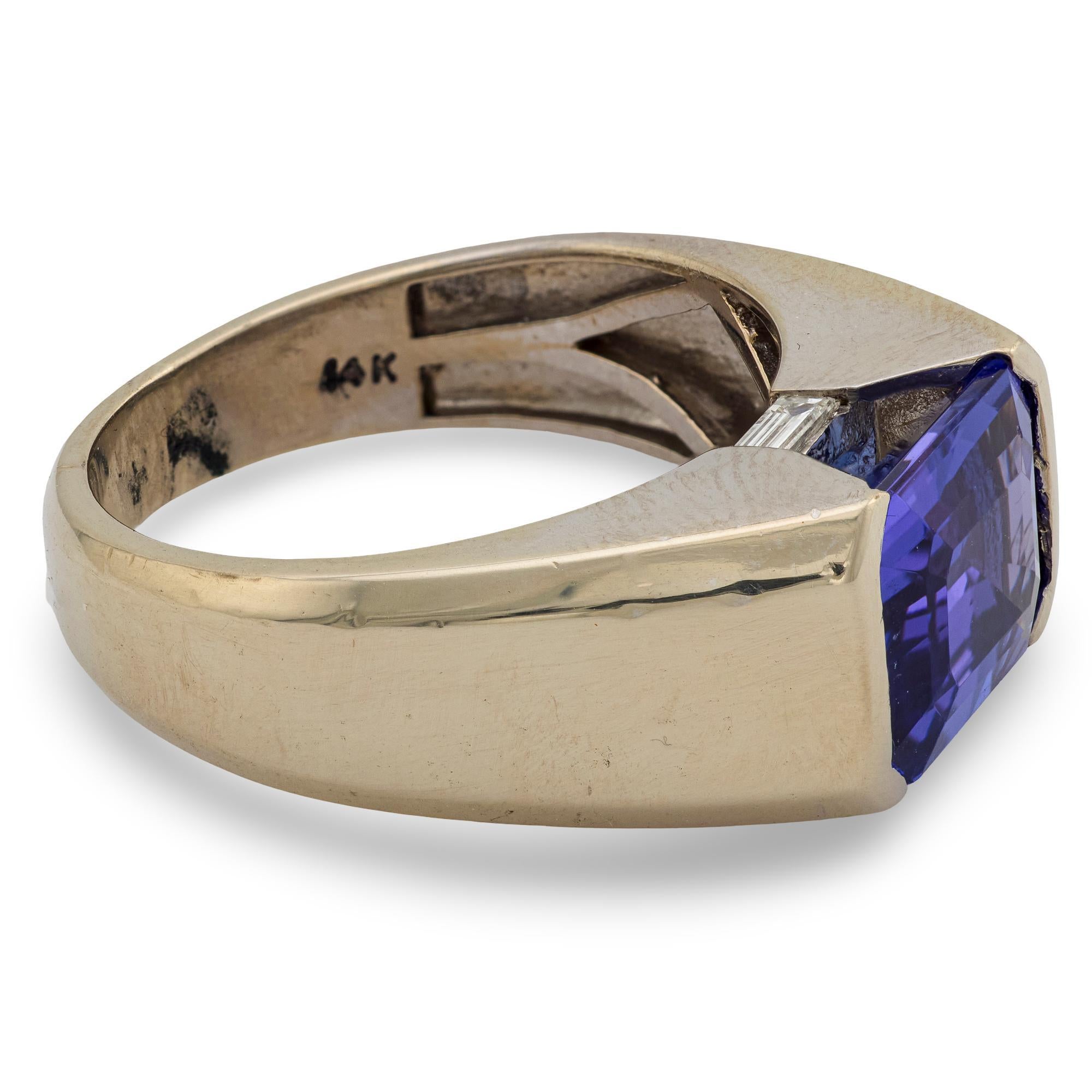 Vintage Effy 5,25 Karat Tansanit-Diamant 14k Weißgold-Cocktailring im Zustand „Gut“ im Angebot in Beverly Hills, CA
