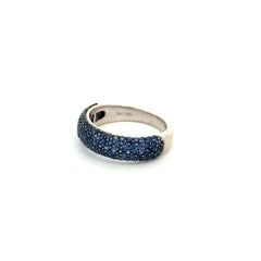 Vintage EFFY Designer 3.00tcw Blue Sapphire Pave 6mm Gold Band Ring