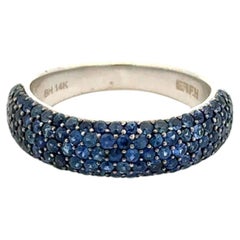 Vintage EFFY Designer 3.00tcw Blue Sapphire Pave 6mm Gold Band Ring