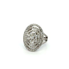 Vintage EFFY Designer RBC Diamond Gold Cluster 4 Row Halo Ring