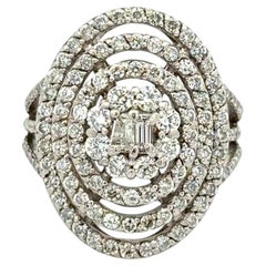 Vintage EFFY Designer RBC Diamond Gold Cluster 4 Row Halo Ring