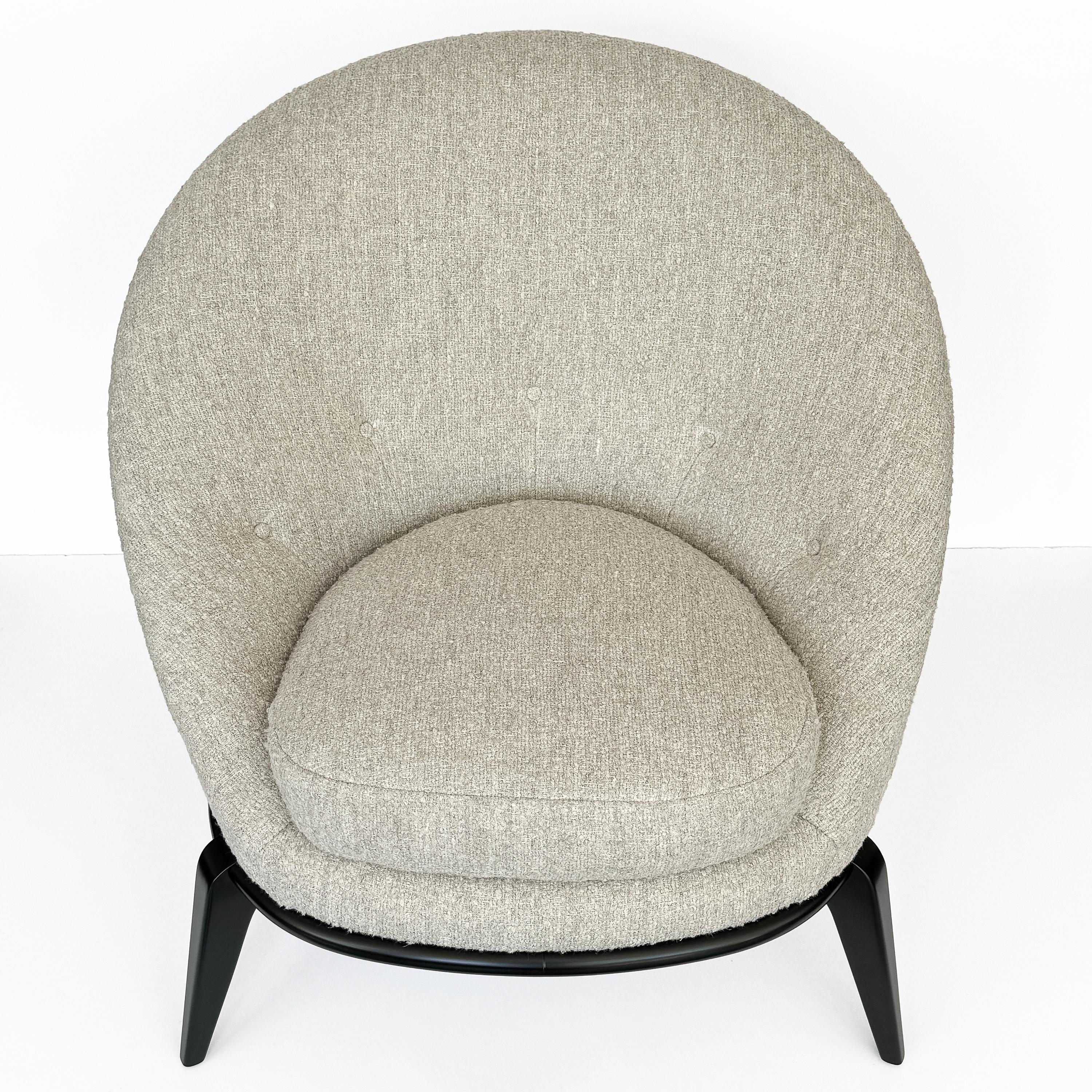 Fabric Vintage Egg Lounge Chair Inspired by Jean Royère For Sale