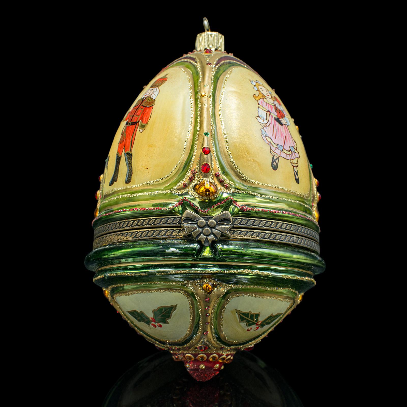 European Vintage Egg Shape Christmas Bauble, Continental, Decorative Tree Ornament, 1970 For Sale