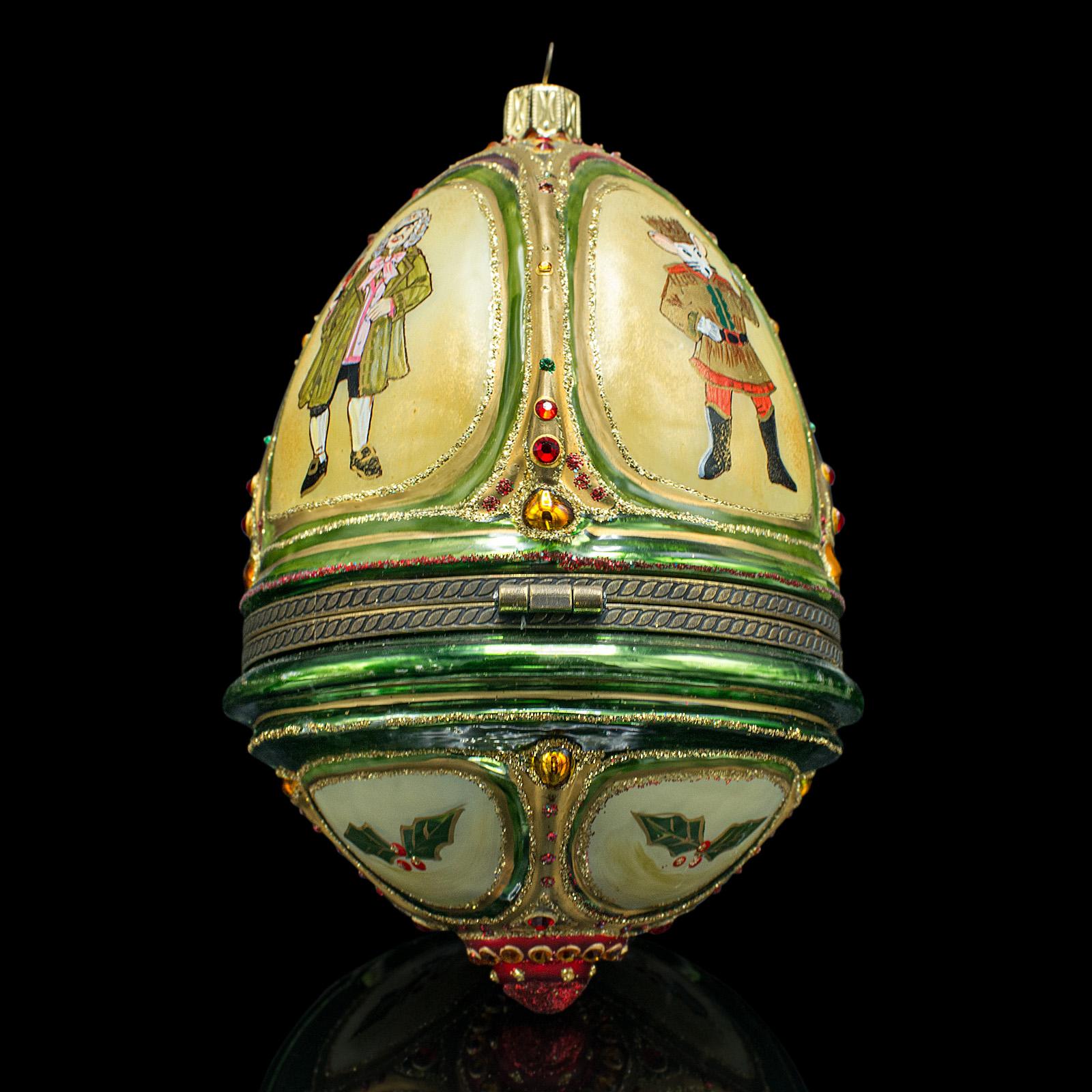 Composition Vintage Egg Shape Christmas Bauble, Continental, Decorative Tree Ornament, 1970 For Sale
